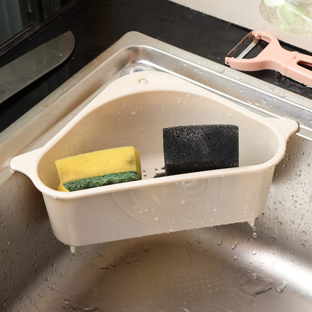 Stainless Steel Sink Drain Shelf - Triangle Hanging Kitchen Sink Organizer with Suction Cups | Space-Saving Corner Storage for Fruits, Vegetables & Sponges | Perfect for Kitchen, Bathroom & RV Sink Organization