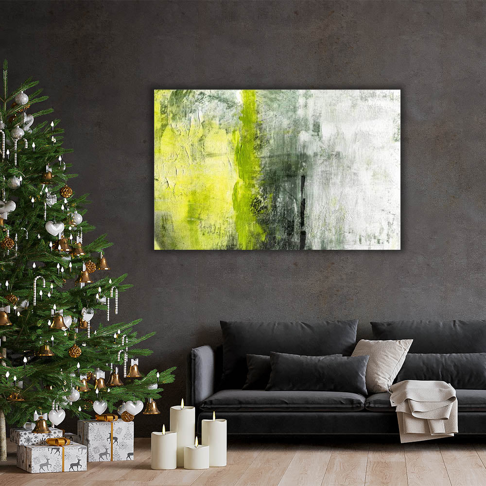 Pistachio Green Abstract Wall Art - Modern Home Decor for Living Room, Bedroom & Office - Unique Handmade Canvas Painting for Stylish Interior Design