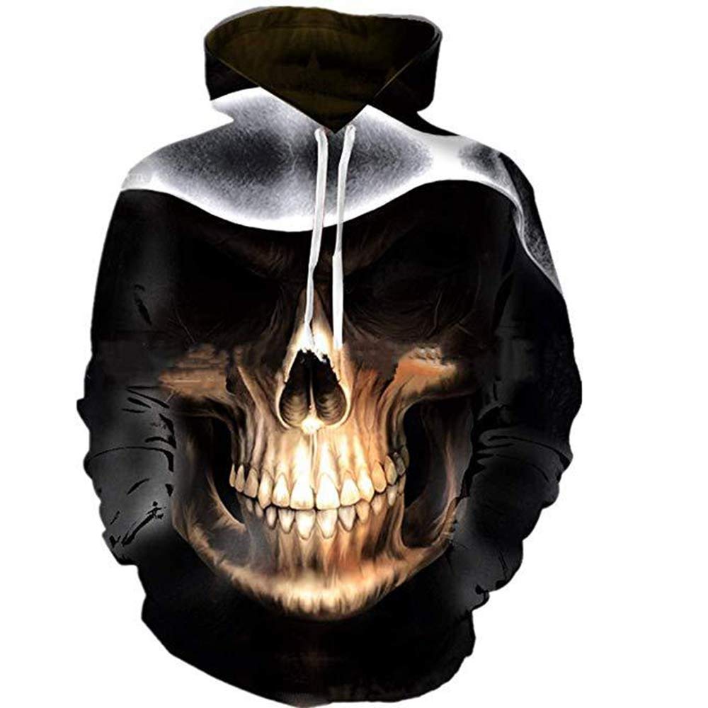 Men's Skull Pattern 3D Print Hoodie - Fashion Graphic Pullover Sweatshirt for Casual Streetwear | Perfect for Halloween, Concerts & Urban Style