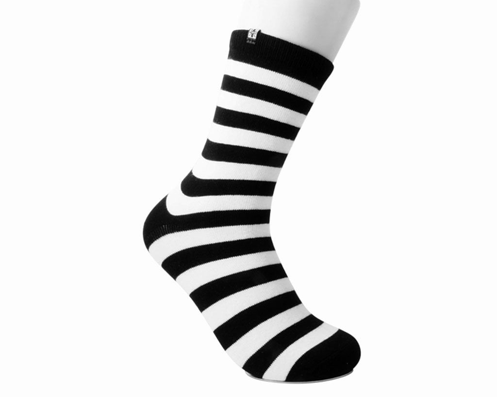 Black & White Striped T.U.K. Men's Crew Socks - Punk Rock Style for Casual Wear & Sneakers