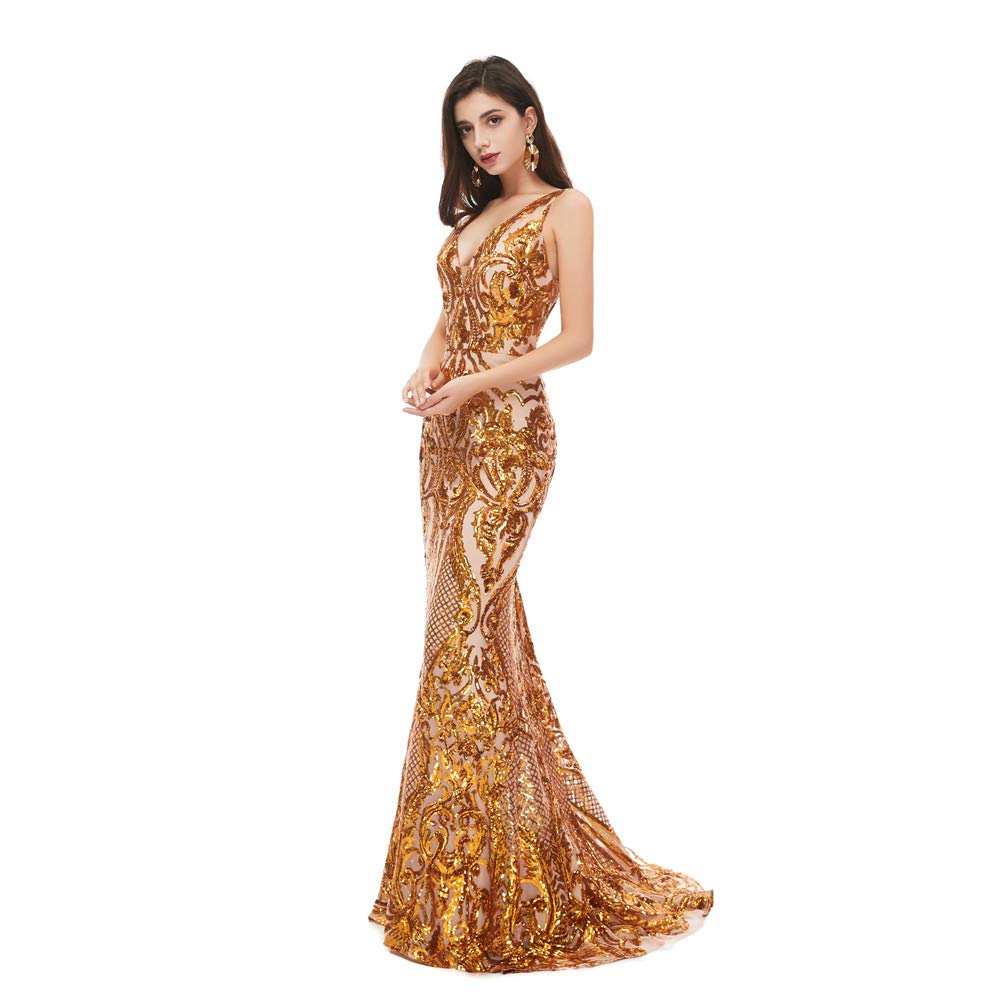 Datangep Women's Mermaid Sequin Prom Dress - Elegant V-Neck Evening Gown for Wedding, Party & Special Occasions | Perfect for Prom Night, Cocktail Events & Formal Gatherings