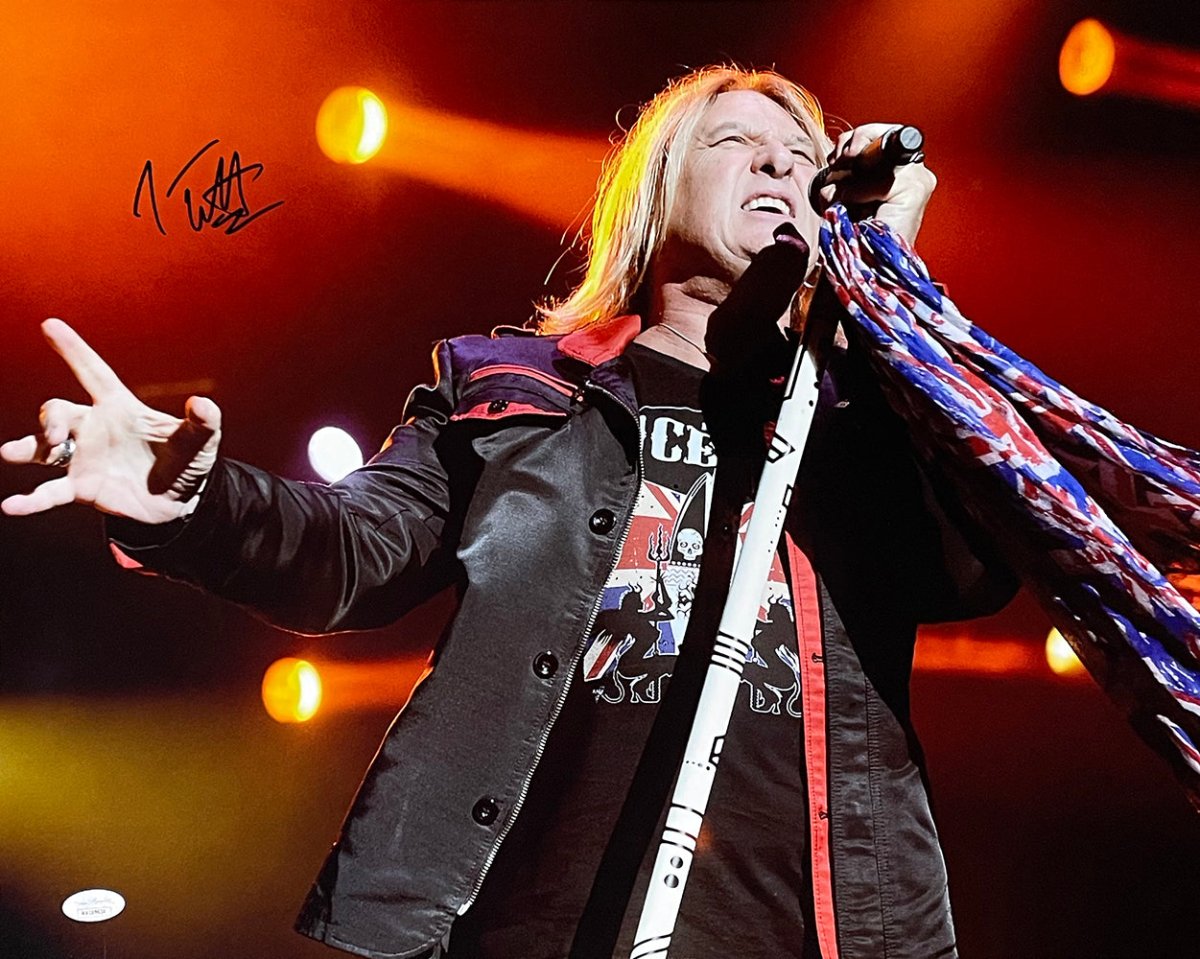 Joe Elliott Autographed 16x20 Def Leppard Photo with JSA COA - Perfect for Music Memorabilia Collectors & Rock Fans Display