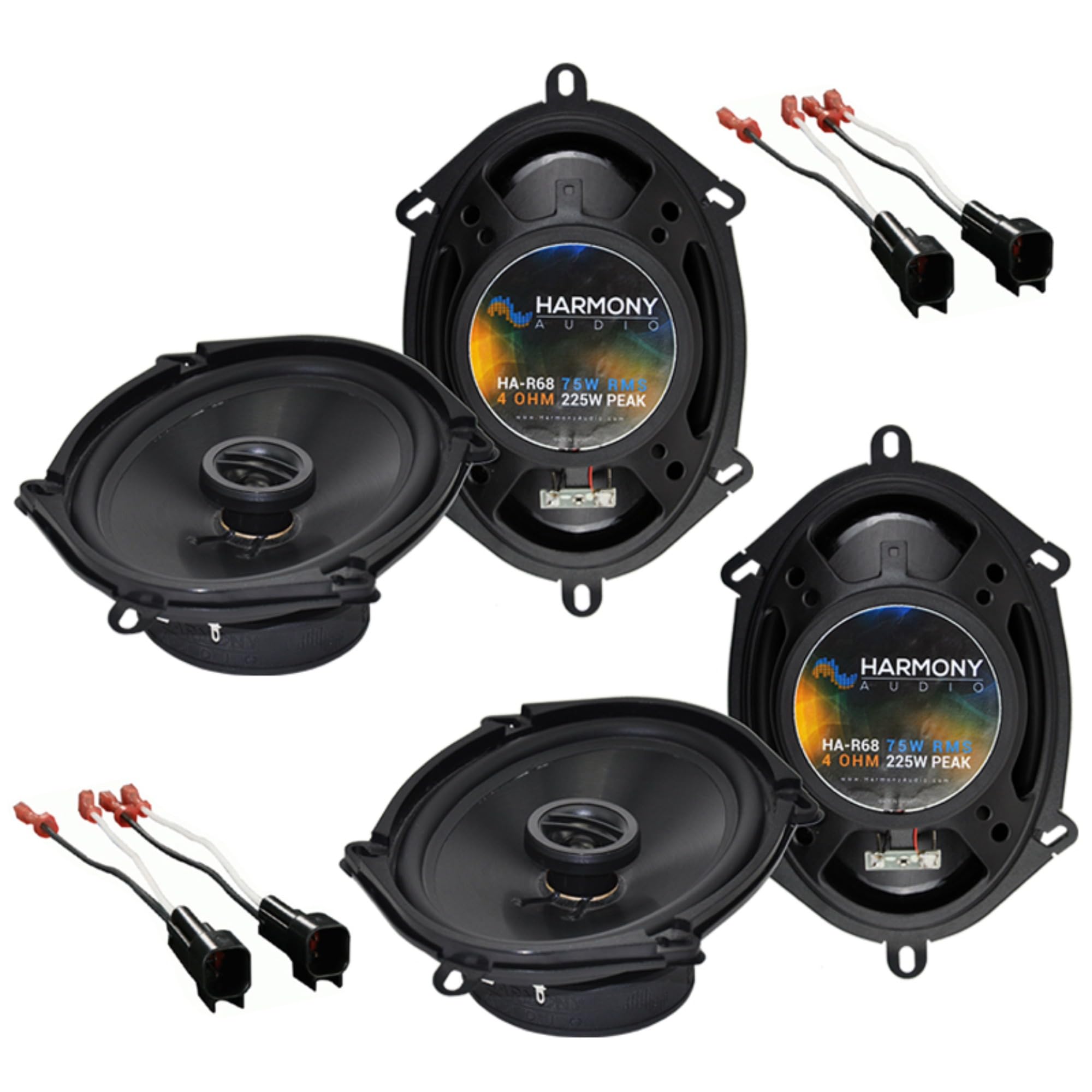 2001-2010 Ford Explorer Sport Trac Speaker Upgrade Kit - HA-R68 5x7/6x8 Factory Replacement Speakers (225W) with HA-725600 Wiring Harness | Enhanced Car Audio System for Clear Sound | Perfect for Road Trips & Daily Commutes
