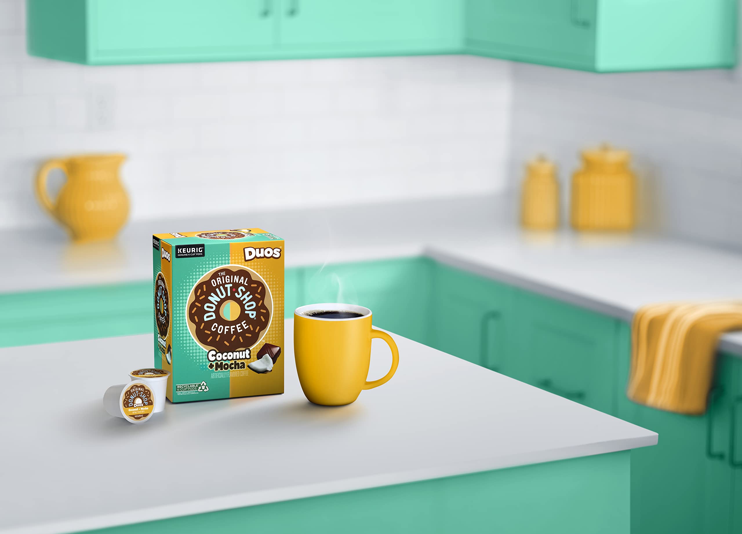 The Original Donut Shop Duos Coconut Mocha K-Cup Pods for Keurig - Medium Roast Coffee, 72 Count - Perfect for Office, Home Brewing & Morning Energy Boost