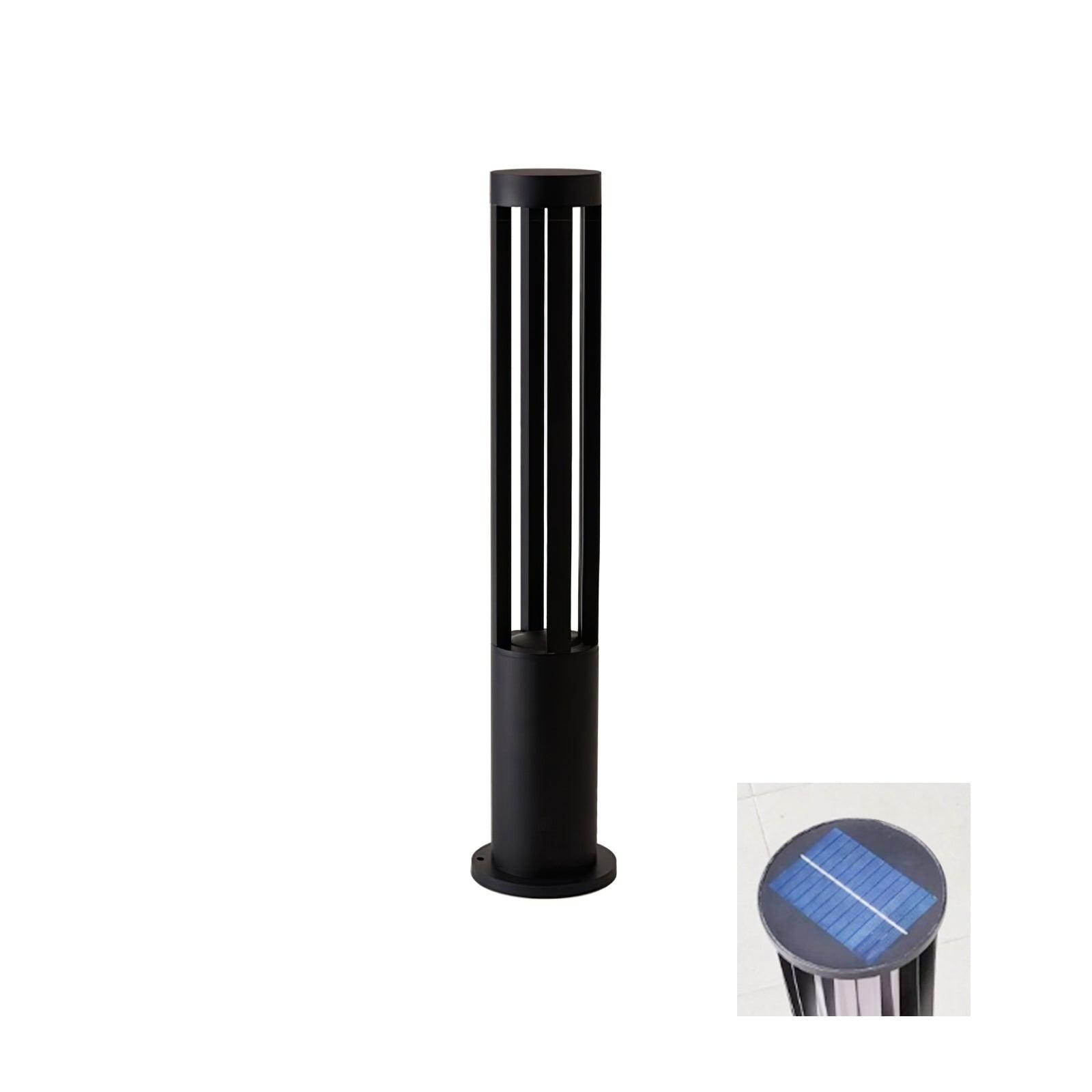 Solar Powered Outdoor Post Light - Black Cylindrical Design for Garden, Pathway, and Driveway Lighting | Weatherproof & Energy Efficient LED Light for Patio, Yard, and Landscape Decor