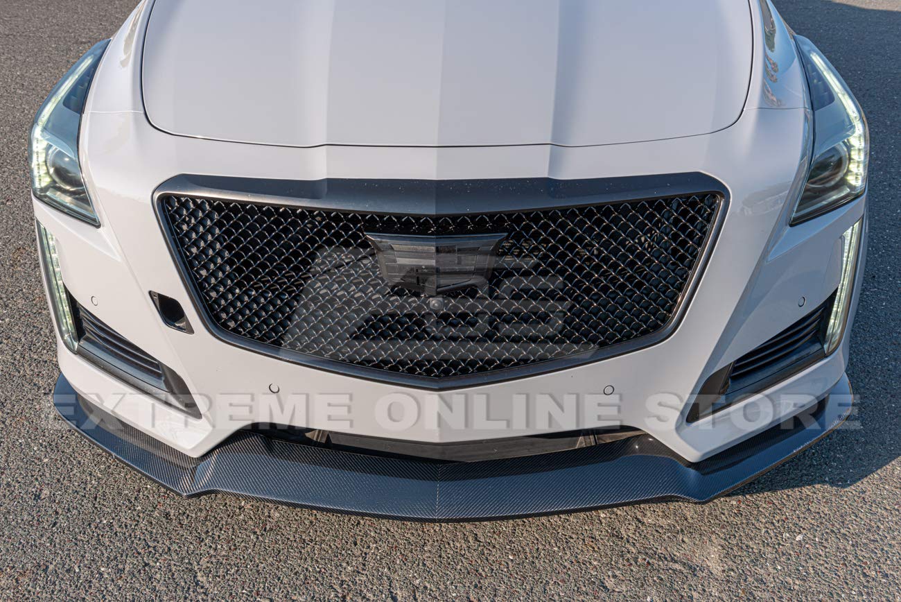 2014-2019 Cadillac CTS V-Style Carbon Fiber Front Bumper Lip Splitter - High Performance Replacement Part for Enhanced Aerodynamics & Sporty Look | Perfect for Car Enthusiasts & Street Racing Upgrades