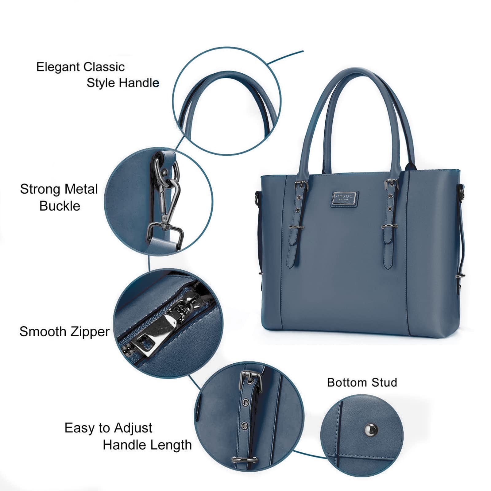 MOSISO Premium PU Leather Laptop Tote Bag for MacBook & Notebook - 15.6 Inch Shoulder Briefcase with Padded Compartment & Large Capacity - Perfect for Work, Business Meetings & Daily Commute