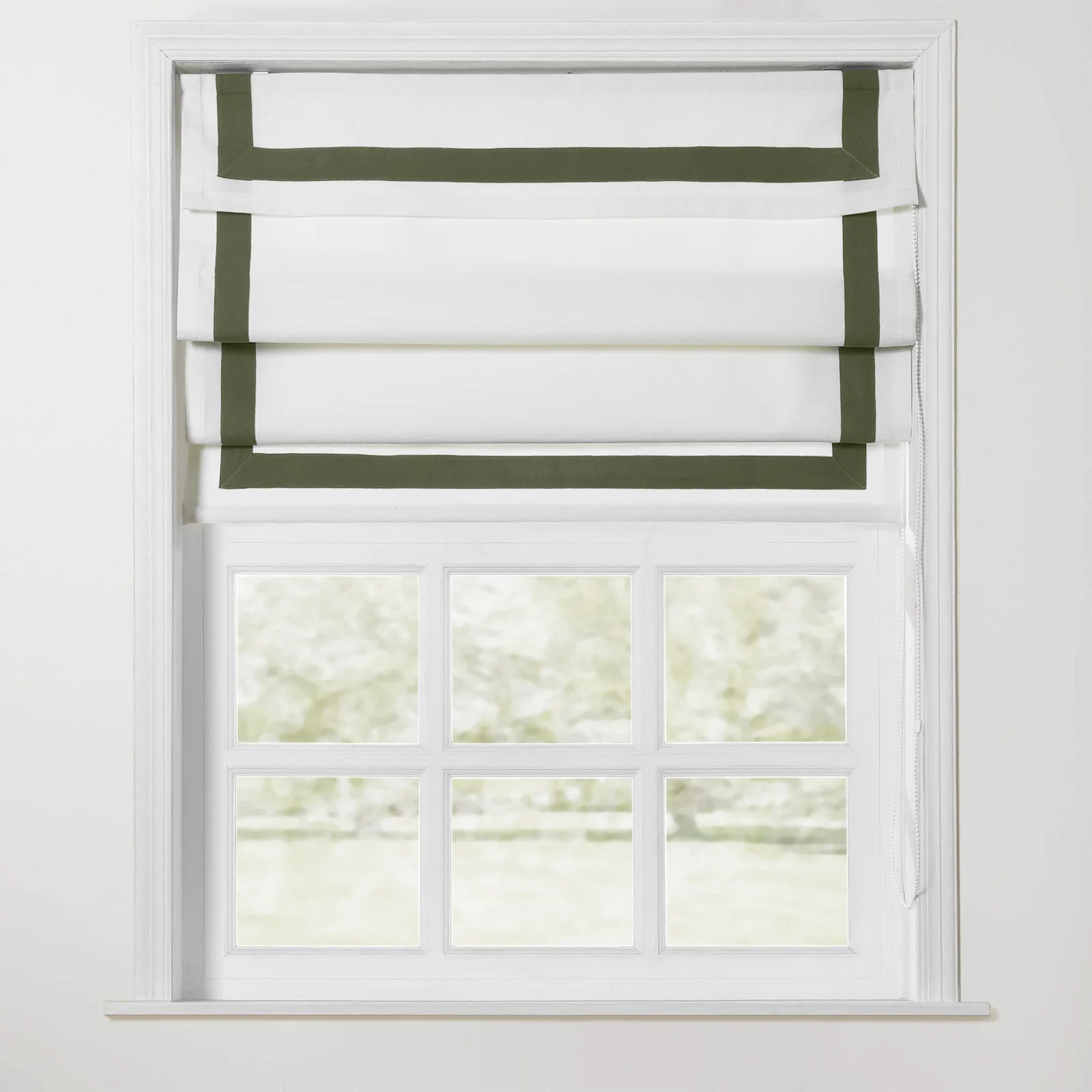 Tyrone Roman Shade with Border Cord Lift - Classic Window Treatment for Living Room & Bedroom - Blackout Fabric for Light Control & Privacy