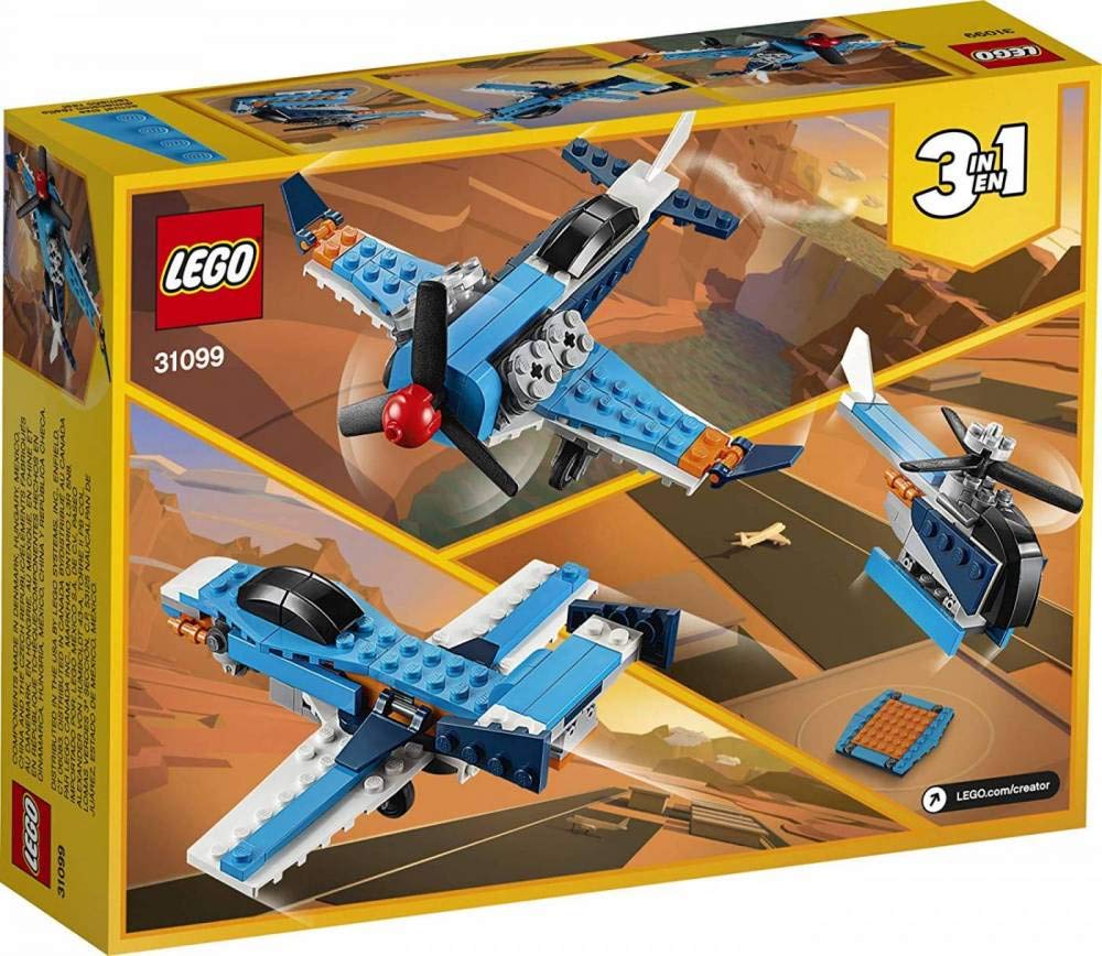 LEGO Creator 3in1 Propeller Plane 31099 Building Kit (128 Pieces) - Airplane Toy for Kids, STEM Learning, Creative Play & Gift Idea for Boys & Girls Ages 6+ | Fun Indoor Activity & Travel Companion