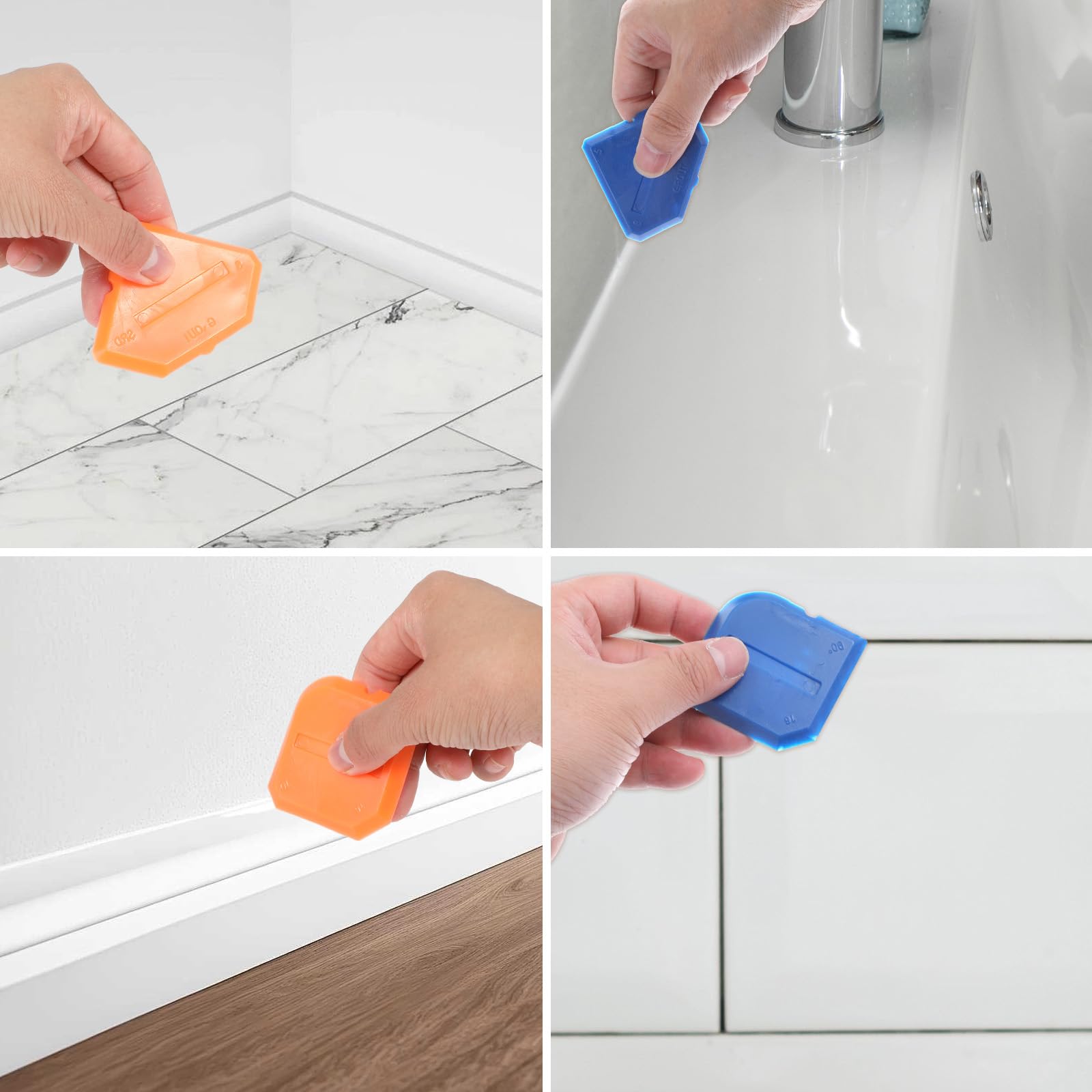4Pcs Caulking Tool Set - Silicone Sealant & Grout Finishing Kit for Bathroom, Kitchen, Living Room & Balcony - Reusable Caulk Smoother for Perfect Floor Sealing & Cleaning (Ideal for DIY Home Improvement Projects)