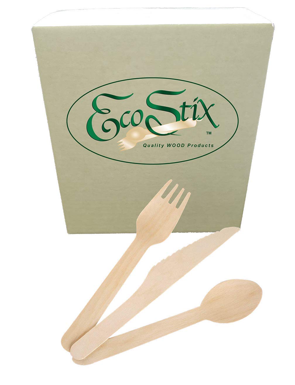 EcoStix Biodegradable Wooden Cutlery Set - 200 Count Compostable Birch Wood Utensils (Knives, Forks, Spoons) | Eco-Friendly Disposable Cutlery for Parties, Picnics & Outdoor Dining