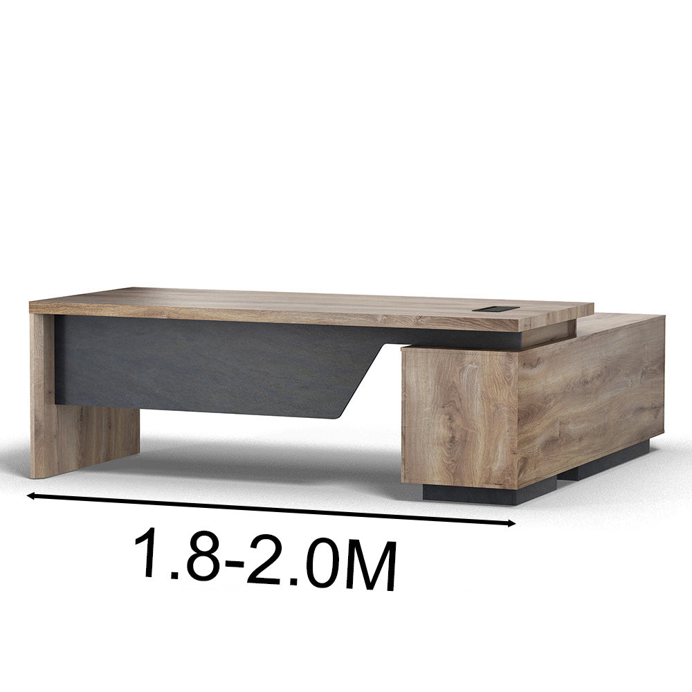 BALDER Executive Desk with Left Return 1.8M-2.0M - Warm Oak & Black Finish - Premium Office Furniture for Home & Business Workspaces
