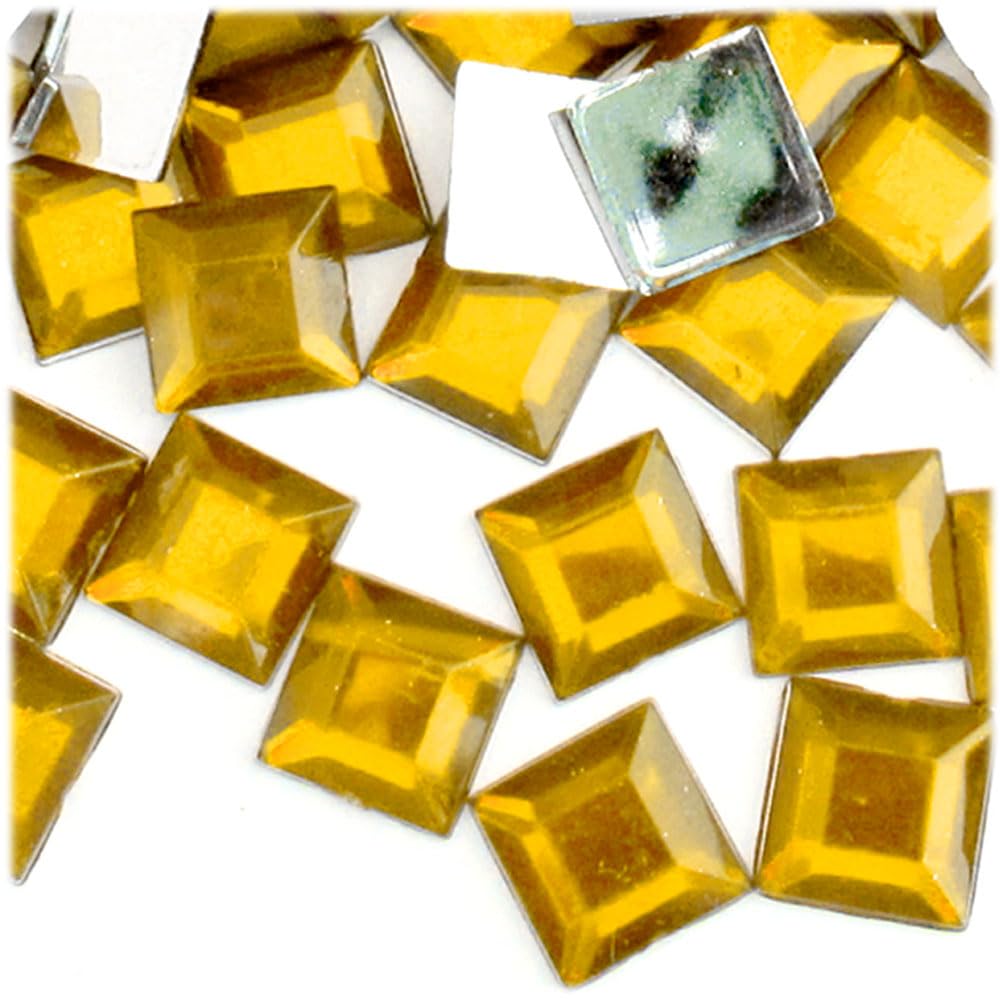144pc Rhinestones Square 14mm Flatback Golden Yellow for DIY Crafts, Jewelry Making, Nail Art, and Home Decor - The Crafts Outlet