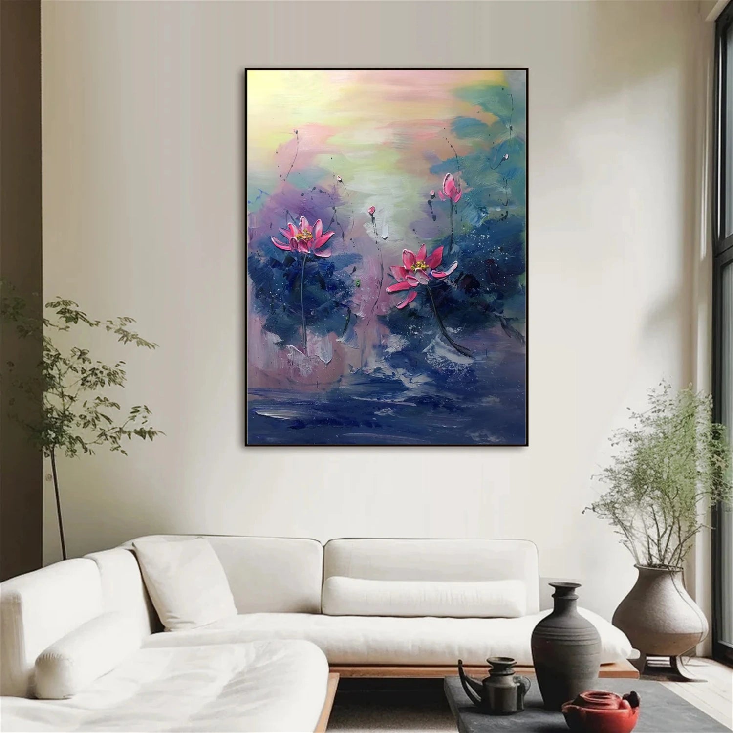 Flower and Tree Painting #FT 212 - Handmade Canvas Wall Art for Home & Office Decor - Perfect for Living Room, Bedroom, and Gift Giving
