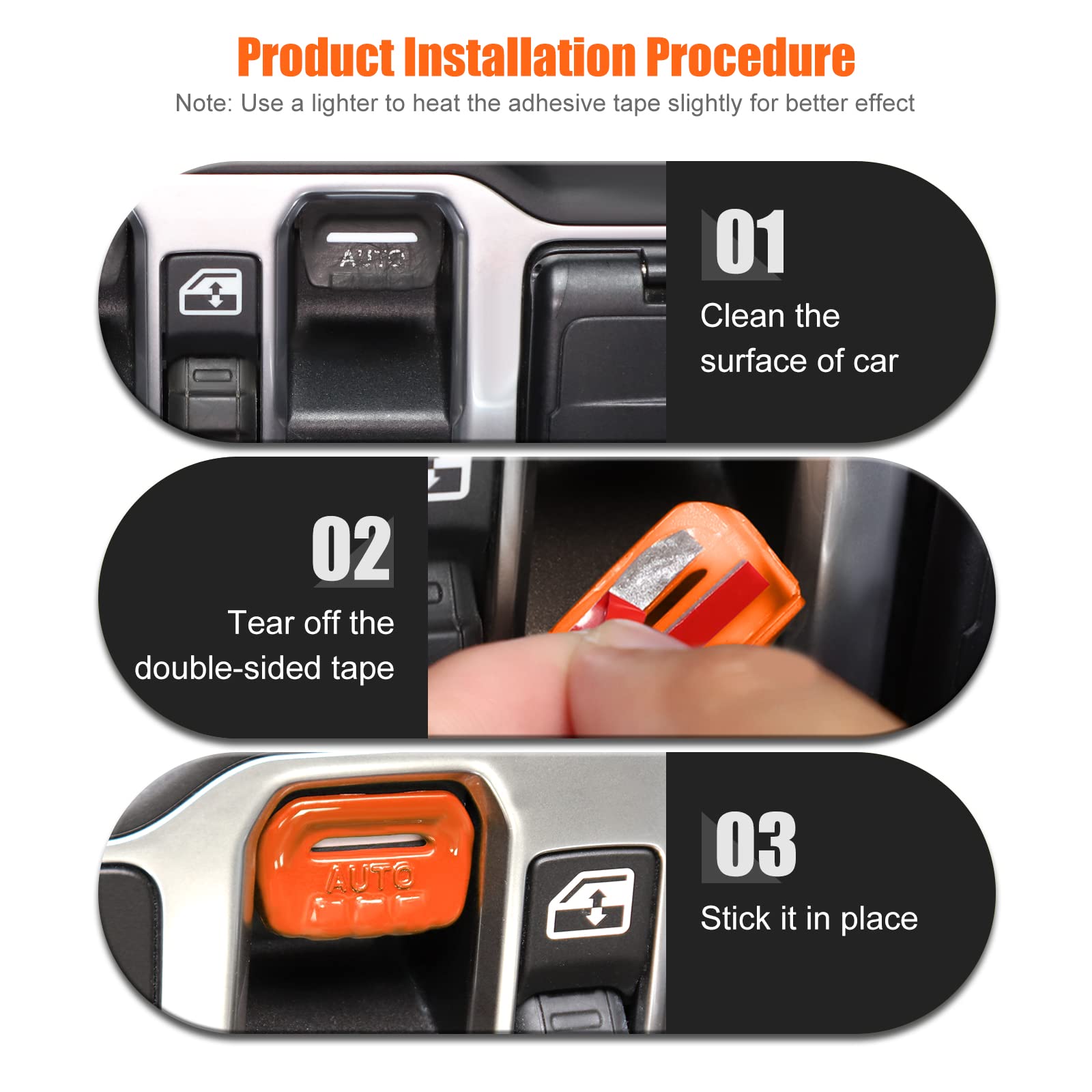 4PCS Orange Window Switch Button Cover Trim for Jeep Wrangler JL JLU & Gladiator JT 2018-2024 - Interior Accessories Upgrade for Enhanced Protection & Style - Perfect for Off-Roading & Daily Driving