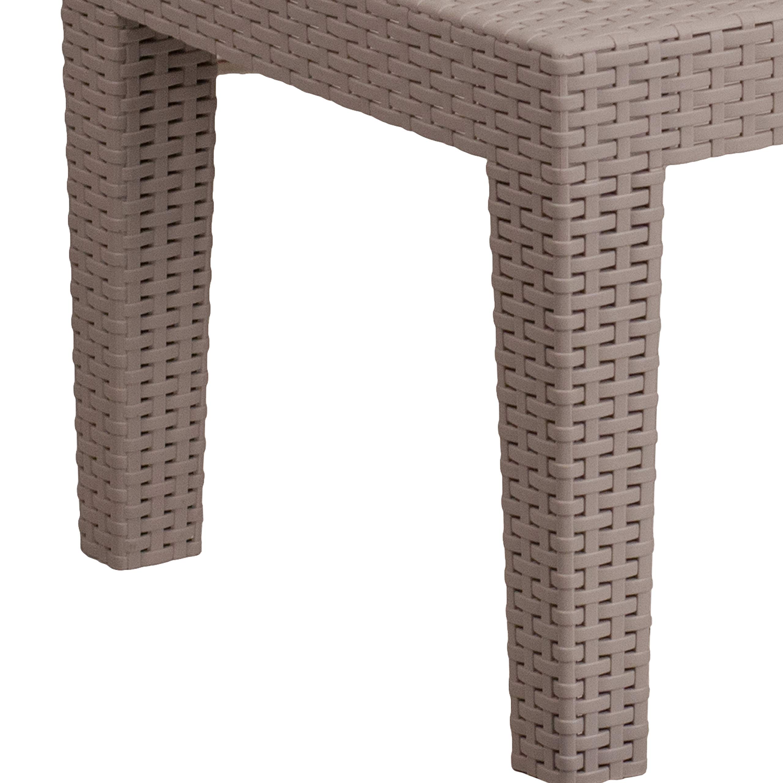 Emma & Oliver Light Gray Faux Rattan Coffee Table - Modern Woven End Table for Living Room, Patio & Outdoor Decor
