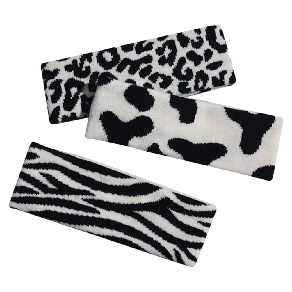PRETYZOOM 3-Pack Women's Stretchy Zebra Print Headbands - Soft Elastic Hair Bands for Face Washing, Makeup, Skincare, Workouts & Yoga - Fashionable Turban Headwrap for Winter and Fall (Black & White)