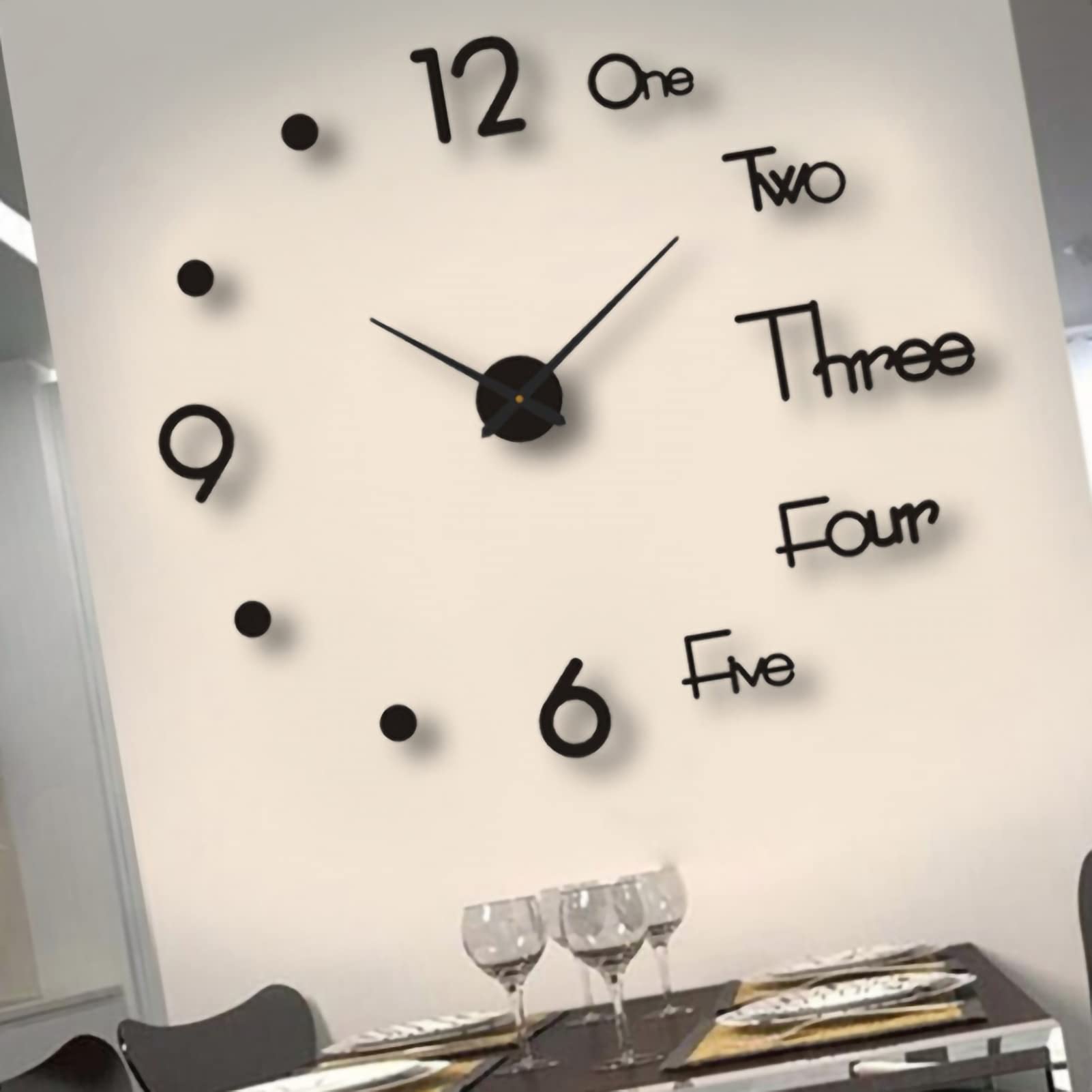PerGar Frameless Luminous Wall Clock - Modern Silent Battery Operated Night Light Clock for Living Room, Bedroom & Office Decor (Black, 90cm) - Perfect for Nighttime Visibility & Stylish Home Décor