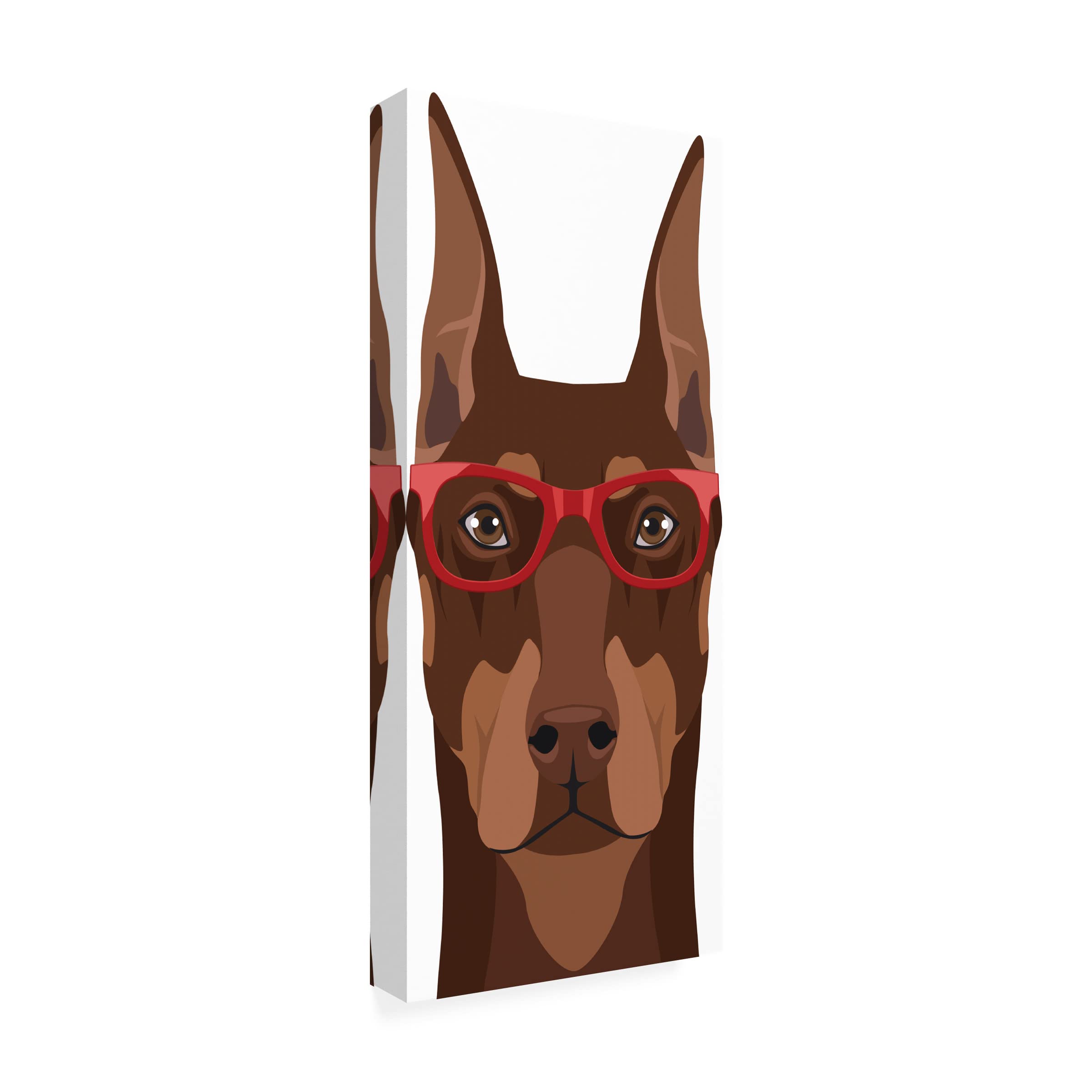Doberman Wearing Hipster Glasses Canvas Art Print - Modern Funny Dog Wall Decor for Living Room, Office & Gifts