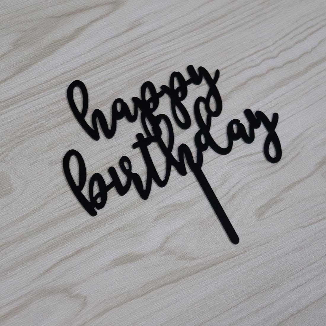 Black Acrylic Happy Birthday Cake Topper - Elegant Party Decor for Birthday Celebrations, Weddings & Special Events