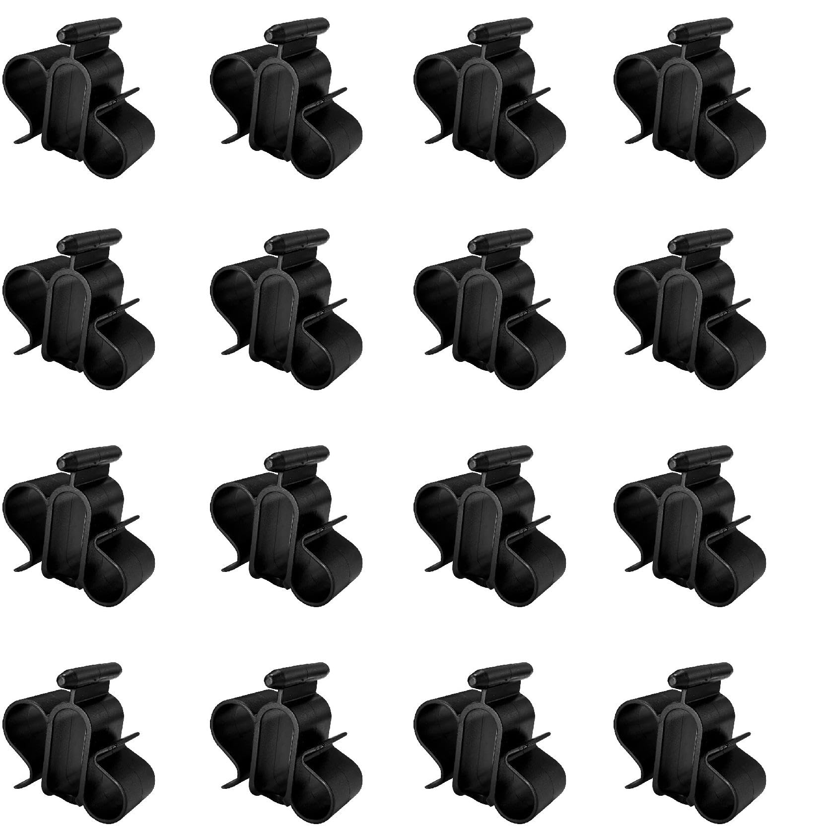 Suncode 16 Pack Black RV Awning Hooks Clips - Heavy Duty Standard Awning Clips for Rope Lights, String Lights & RV Accessories | Fits Awning Roller Bar Channel | Perfect for Camping, Outdoor Parties & RV Decor