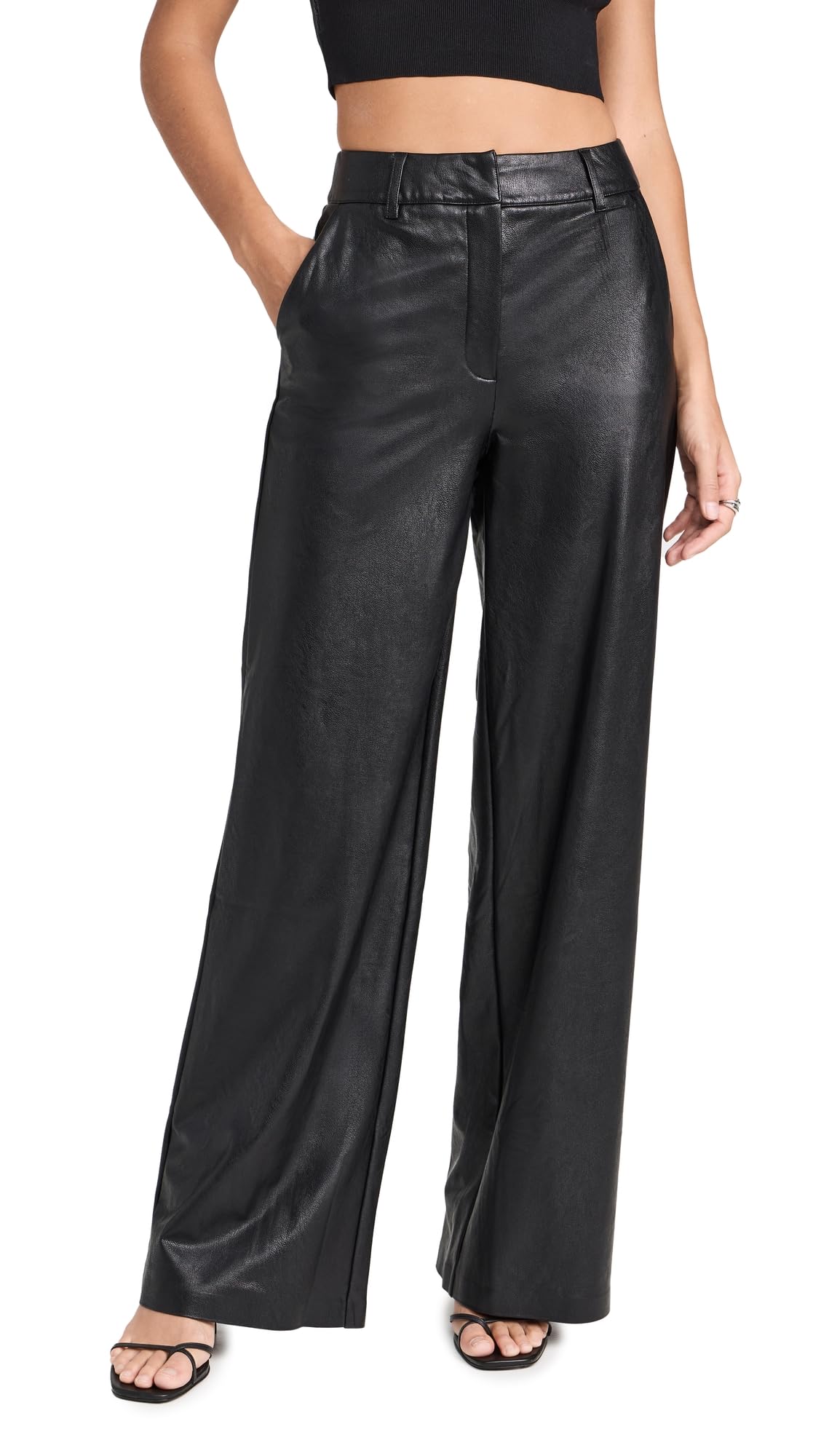 Commando Women's Faux Leather Wide Leg Pants - Stylish High Waist Trousers for Work, Office & Casual Wear