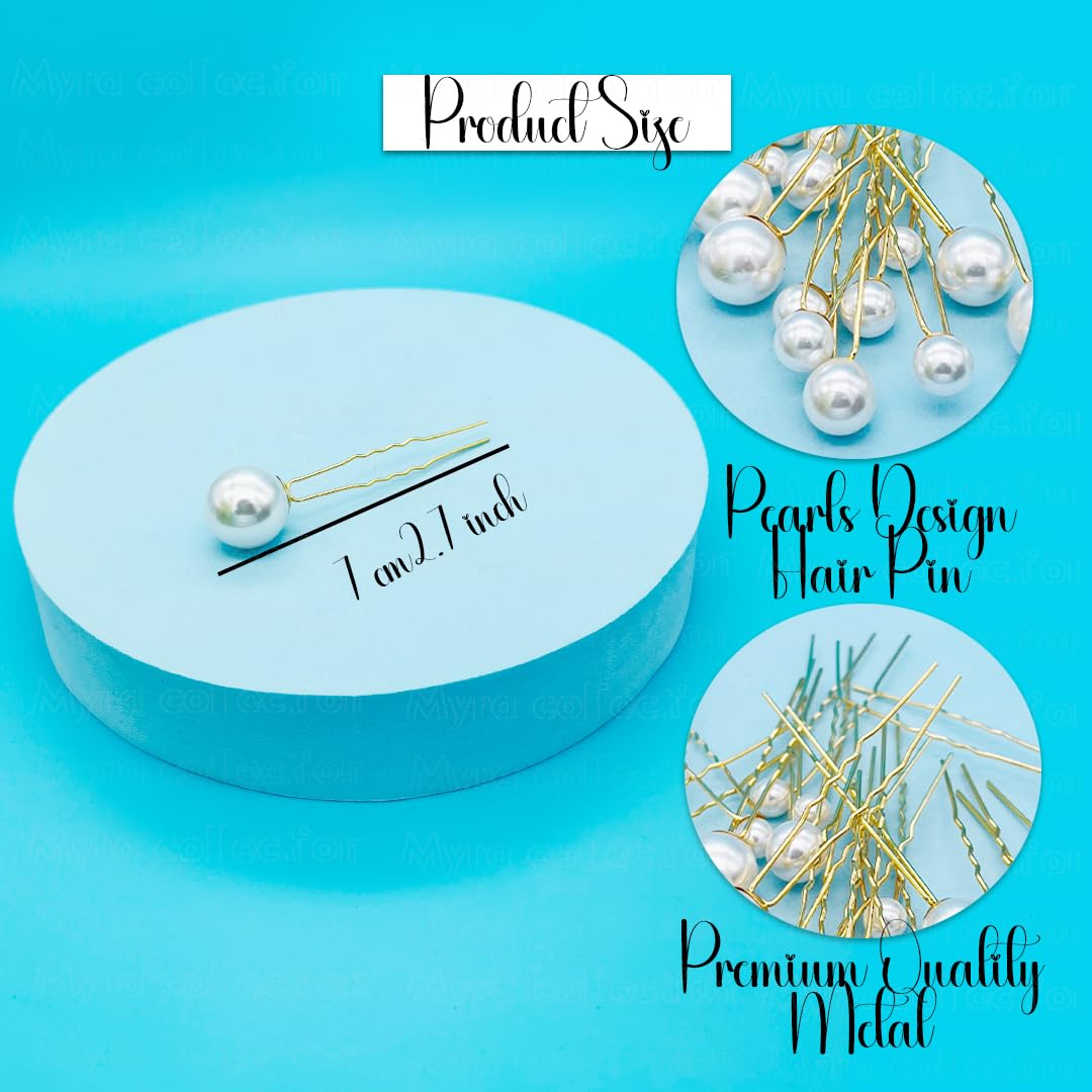 Myra Collection 18-Piece White Pearl Hair Pins Set - Elegant Bridal Hair Accessories for Women & Girls | Perfect for Weddings, Prom & Special Occasions