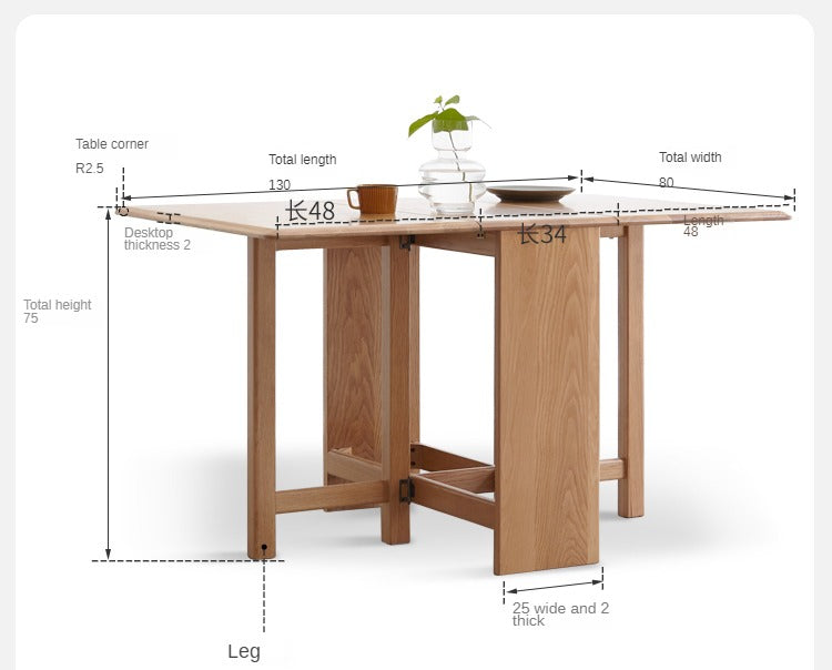 **Solid Oak Wood Extendable Dining Table - Expandable for 6 to 8 Seats - Perfect for Small Spaces & Entertaining Guests**