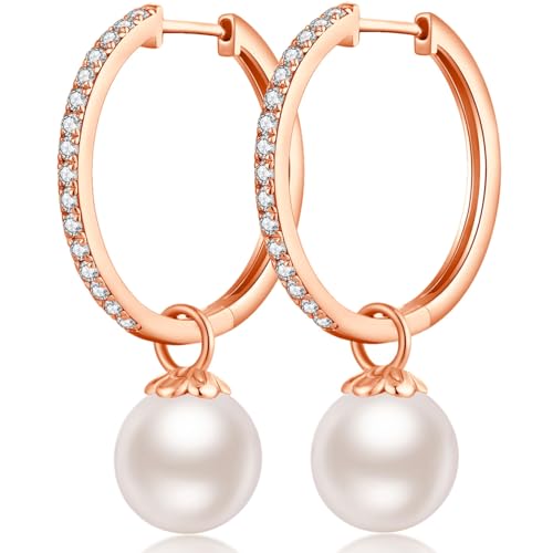 D2-hoop earrings with swarovski pearl 23mm rose