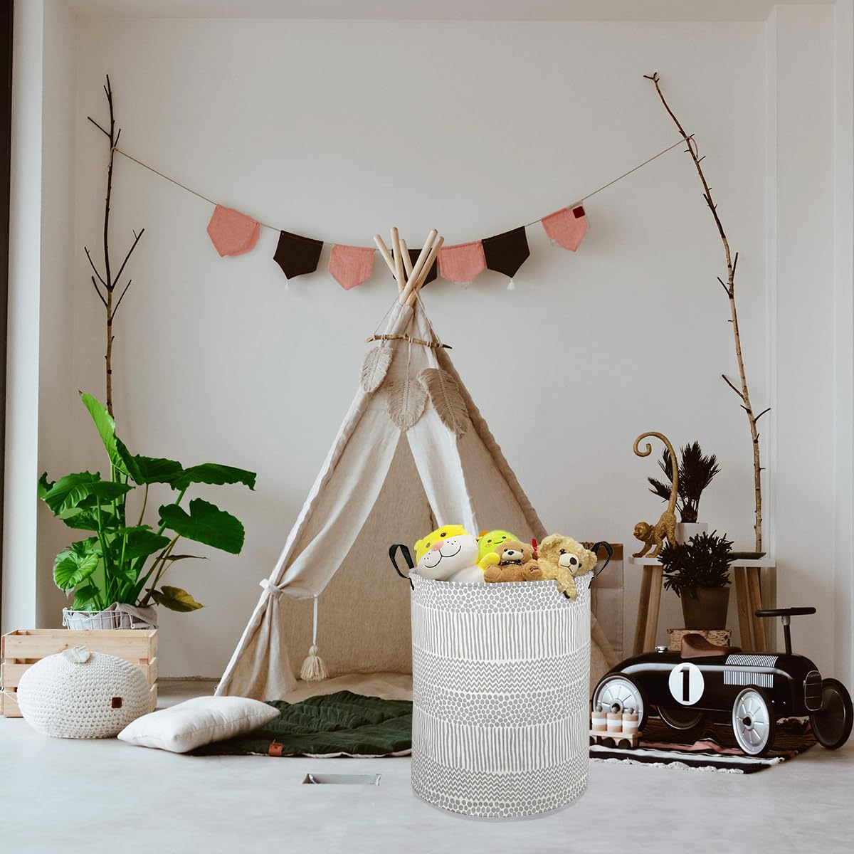 Waterproof Collapsible Laundry Hamper Basket with Handles - Foldable Storage Bin for Kids Room, Toy Organization & Clothes Storage - Perfect for Nursery, Dorm, Bathroom & Laundry Room