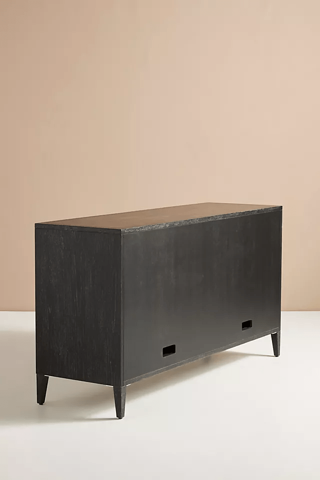 Hand Carved Textured Trellis Buffet Table - Black Indian Furniture for Dining Room & Living Room Storage