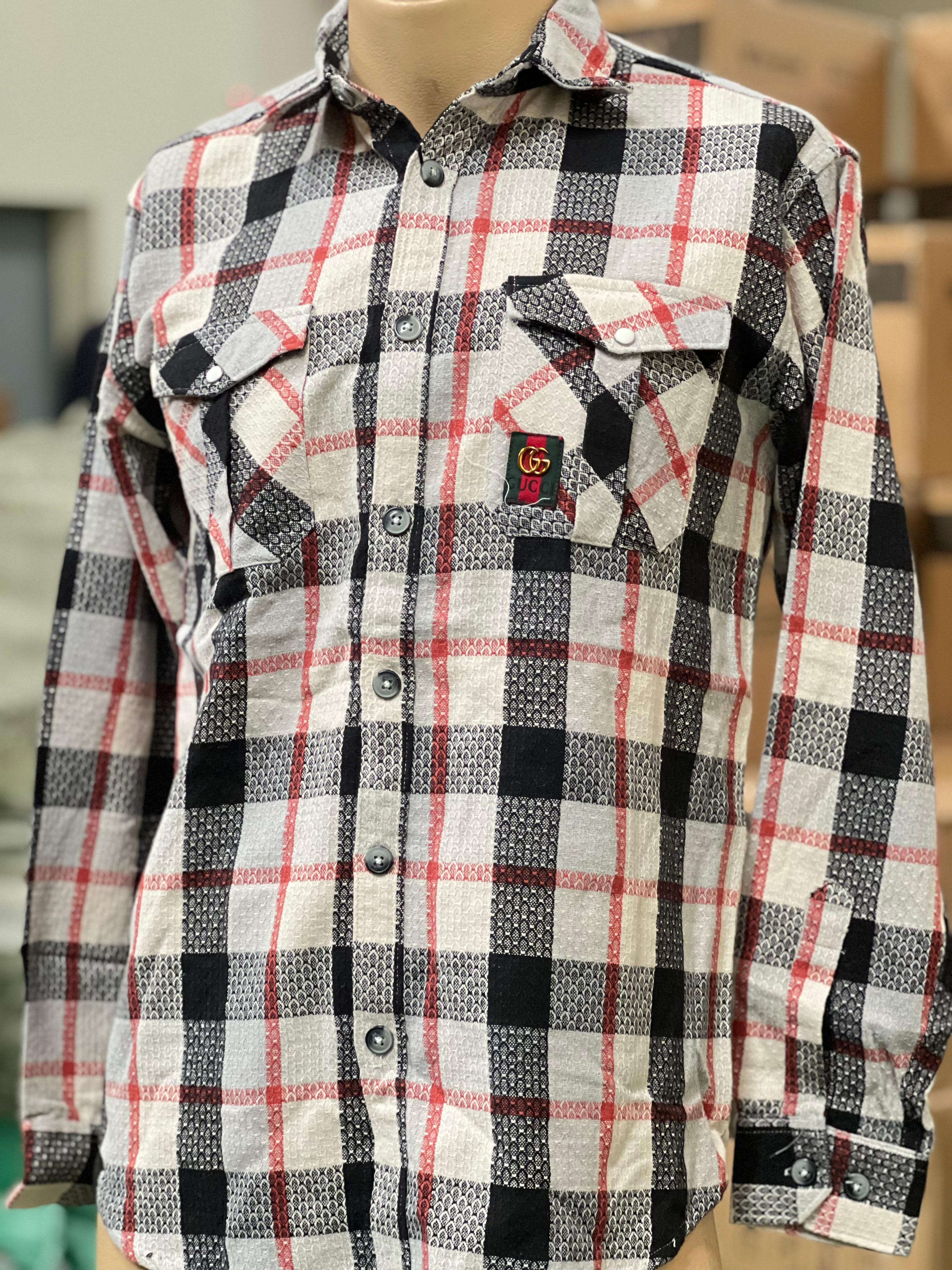 GUCCI Men's Classic Flannel Shirt - Premium Cotton Plaid Button Down for Casual & Business Wear - Perfect for Fall Winter Layering and Office Style