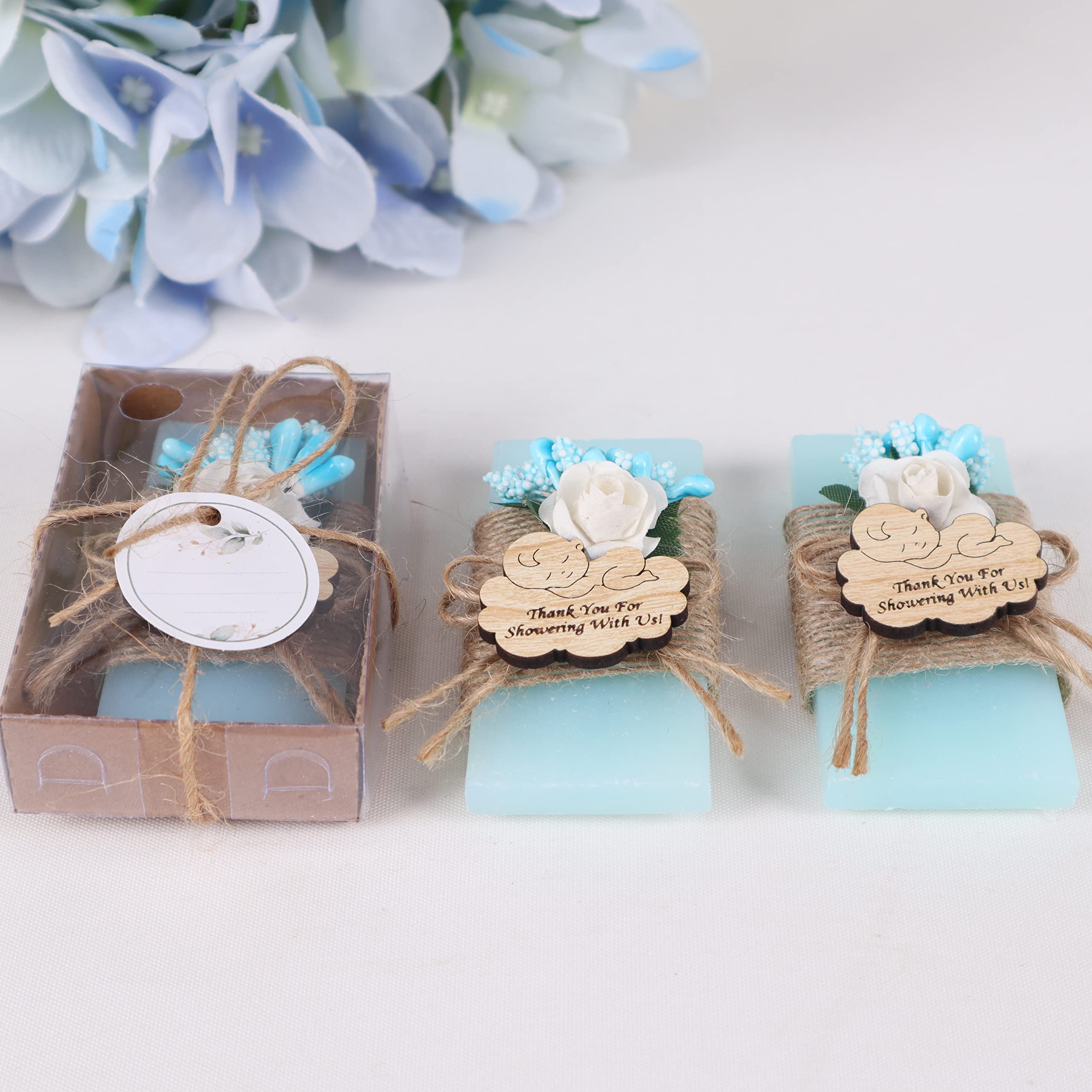 HTF Pack of 10 Handmade Ocean Scented Mini Soap - Baby Shower Decorations & Gifts for Boys (Blue) - Perfect for Baby Showers, Gender Reveals & Nursery Decor