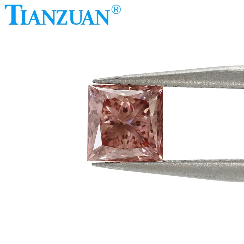1.69CT Lab Grown Square CVD Diamond - VS1 Clarity, 2EX Cut, Fancy Intense Pinkish Brown Color, GEMID Certified Loose Gemstone for Jewelry Making, Engagement Rings & Luxury Gifts