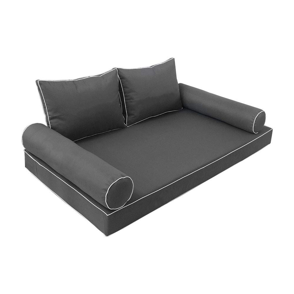 Prolinemax S1 Outdoor Daybed Slipcover - Waterproof Mattress & Bolster Backrest Cushion Covers with Contrast Trim, Twin XL Size (AD003) - Perfect for Patio, Poolside & Garden Furniture Protection