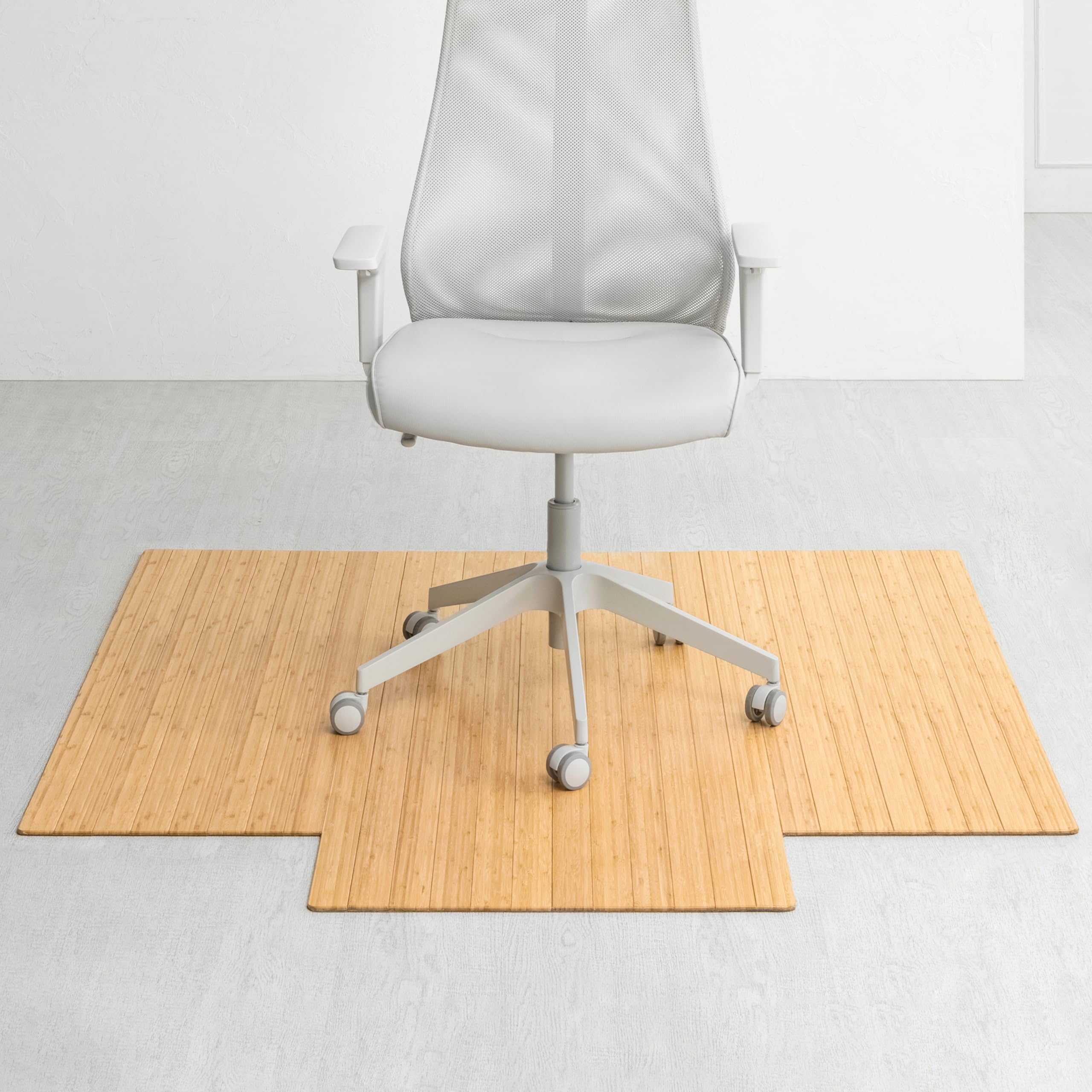 Premium Bamboo Chair Mat - 5mm Thick, Heavy Duty & Anti-Slip - Protects Hardwood Floors in Home & Office - Ideal for Rolling Chairs, Workspaces & Floor Protection
