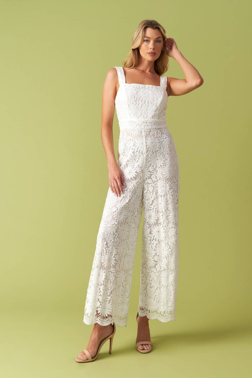 White Lace Wide Leg Jumpsuit - Elegant Women's Romper for Casual Wear, Date Night & Summer Outfits