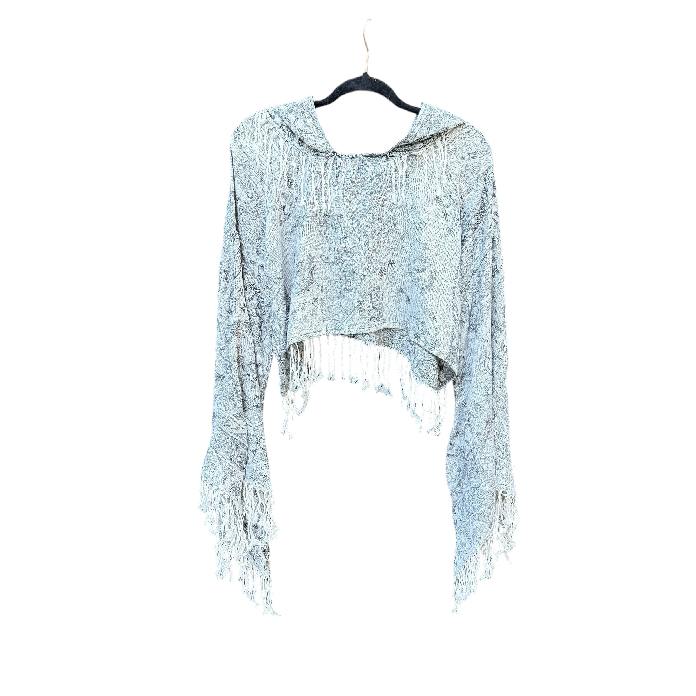 Butterfly Bell Top Denim Paisley Floral Print Women's Blouse - Perfect for Casual Outings, Parties & Boho Fashion Styles