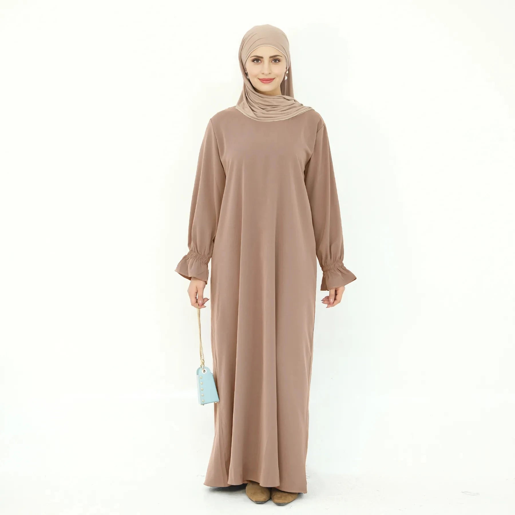 2-Piece Set Nida Abaya Dress with Cape #25949 - Elegant Muslim Women's Prayer Dress for Ramadan & Special Occasions