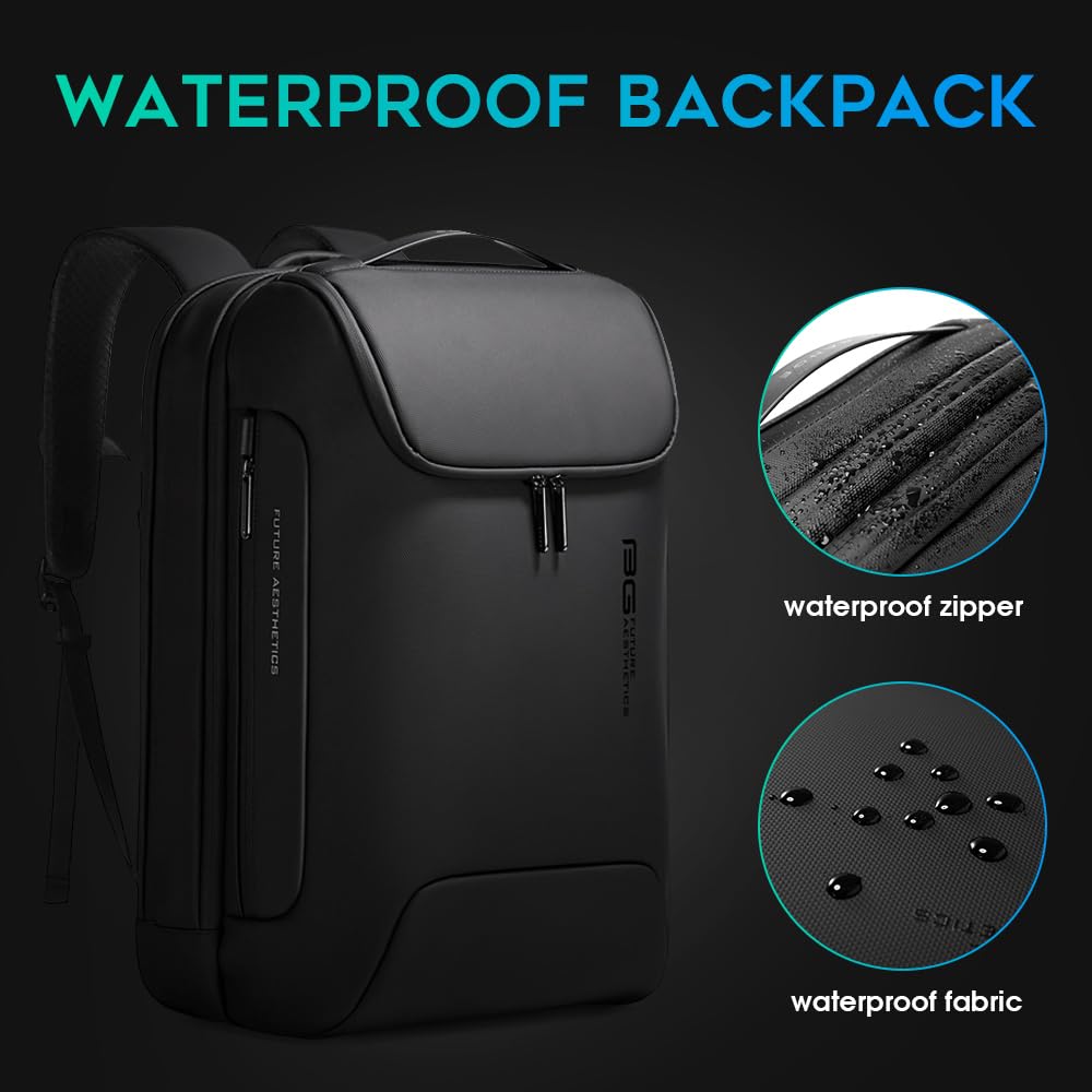 BANGE Anti-Theft Waterproof Laptop Backpack for Men - USB 3.0 Charging Port Business Travel Backpack Fits 17.3 Inch Notebook - Perfect for Commuting, College & Outdoor Adventures