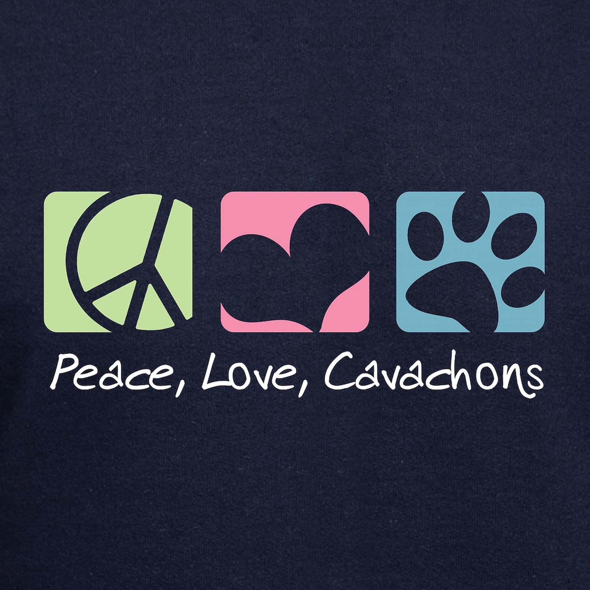 Peace, Love, Cavachons Men's Dark Hoodie - Soft Cotton Regular Fit Pullover Sweatshirt | Perfect for Dog Lovers, Casual Wear & Outdoor Activities