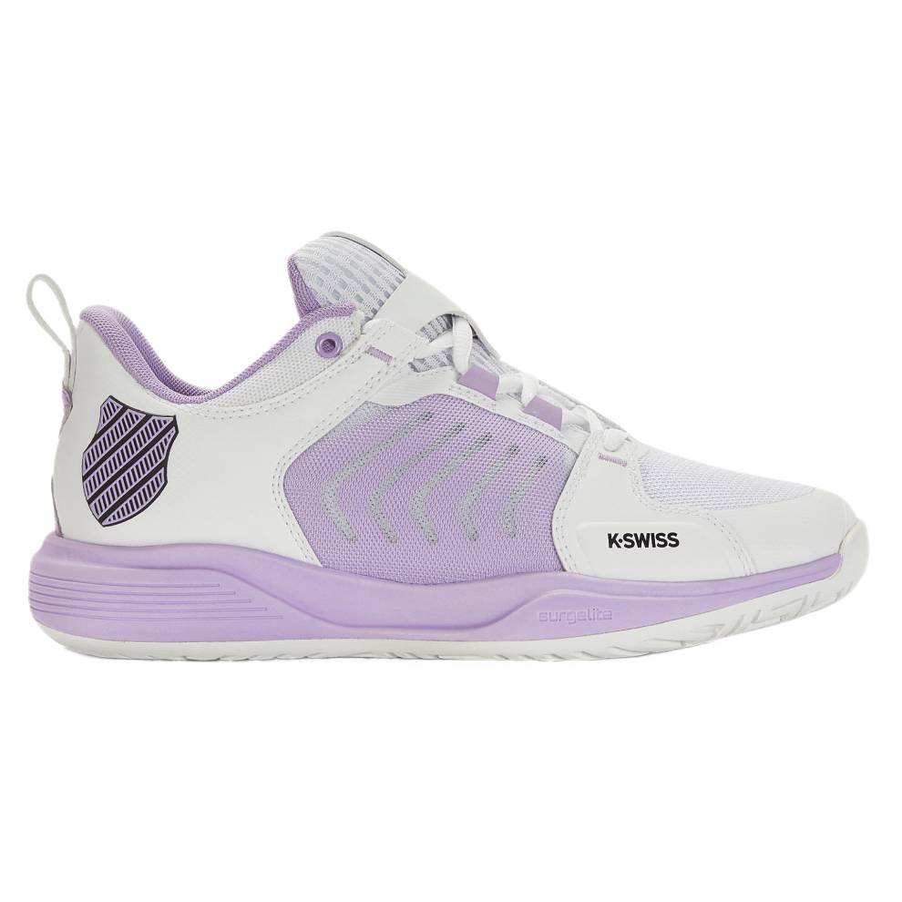 K Swiss Ultrashot Team Women's Tennis Shoes - White & Purple | Lightweight & Durable Court Shoes for Women | Perfect for Tennis, Training & Casual Wear