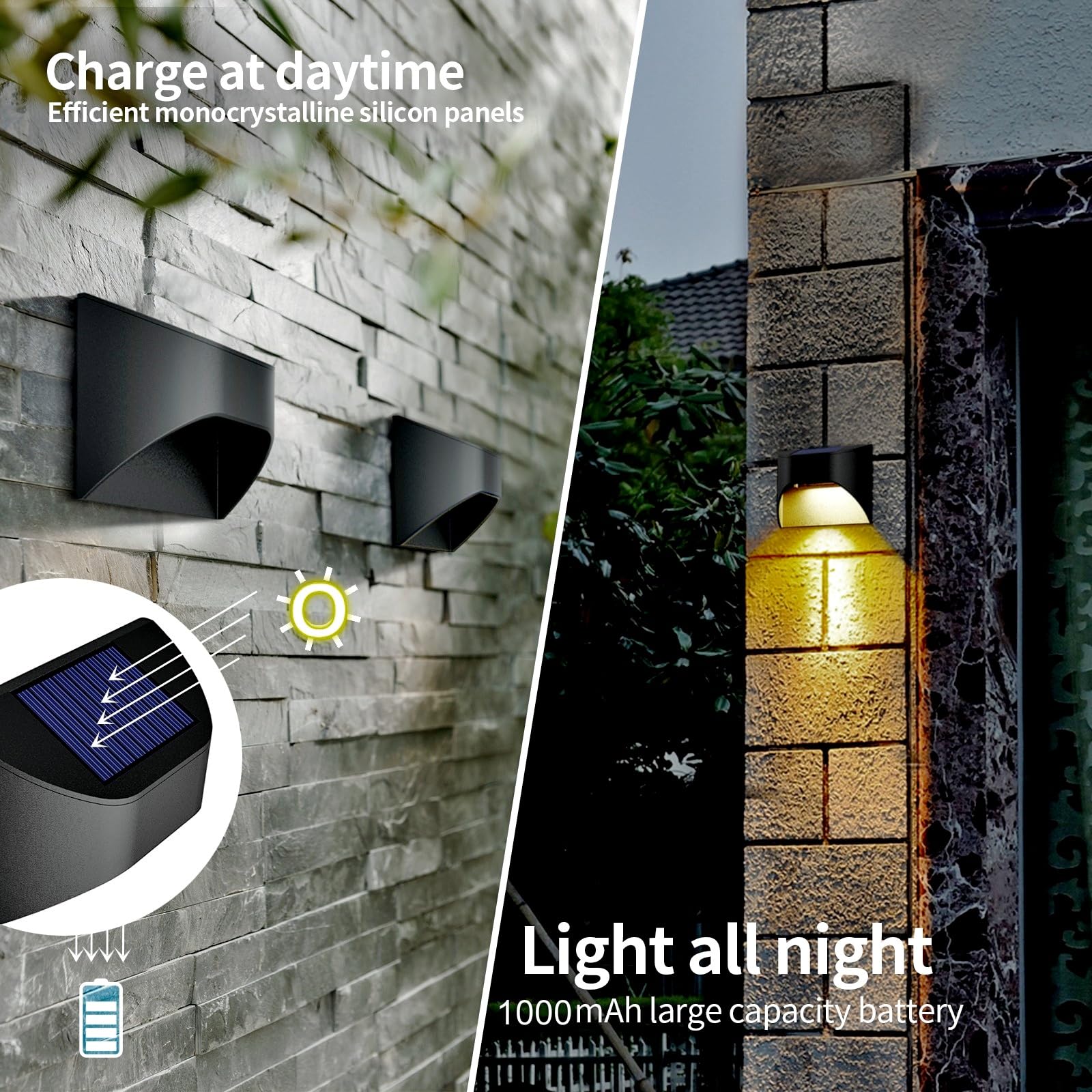 Solar Powered Outdoor Lights - Waterproof 4-Pack for Fence, Deck, Stairs & Steps | Warm White/Daylight/Cool White Options | Perfect for Yard, Garden & Pathway Lighting at Night