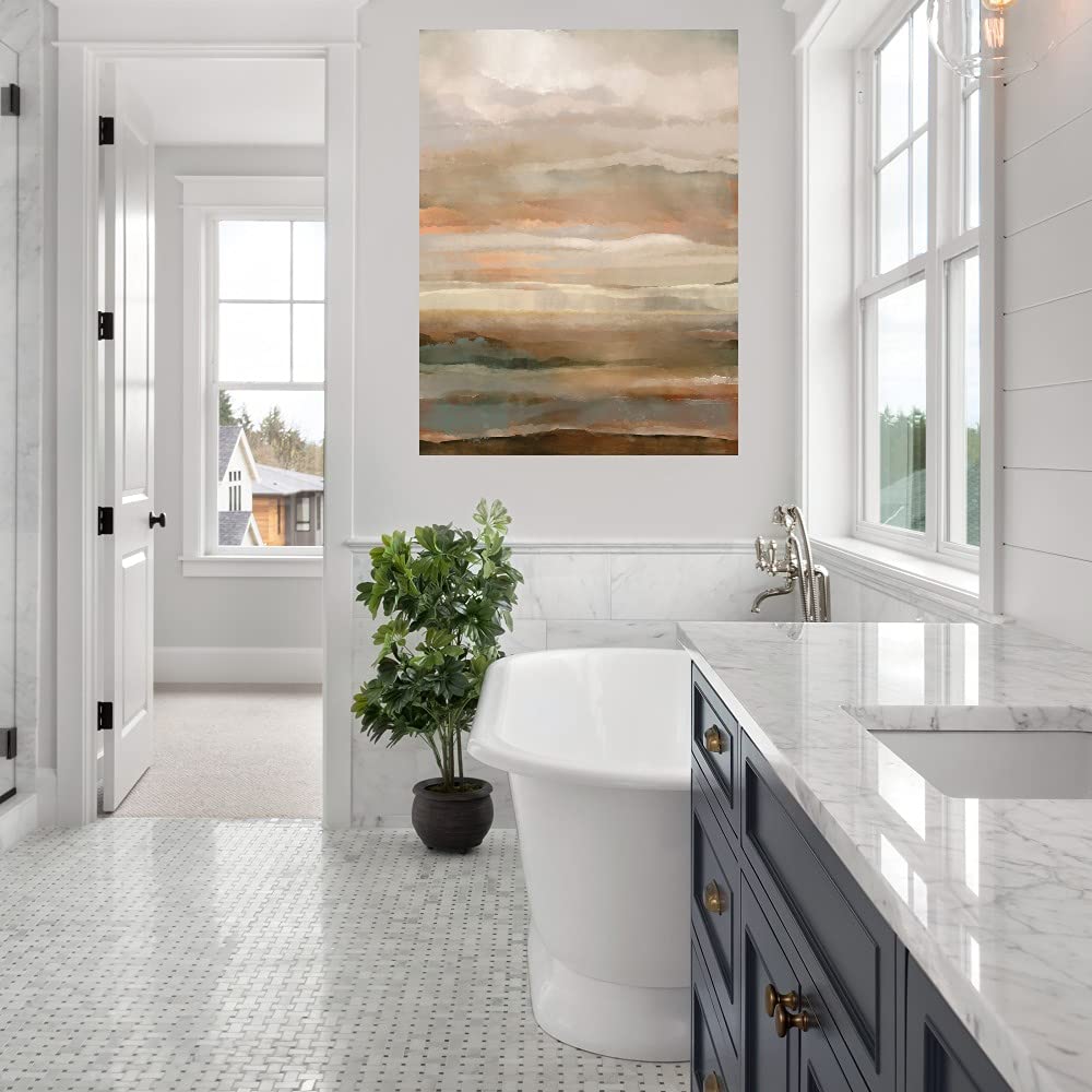 Washed Sunset II Canvas Wall Art - Handmade Fine Art Painting for Living Room, Bedroom, Office Decor - Ready to Hang 24x32 Inches - Perfect for Home, Kitchen, Bathroom & Commercial Spaces