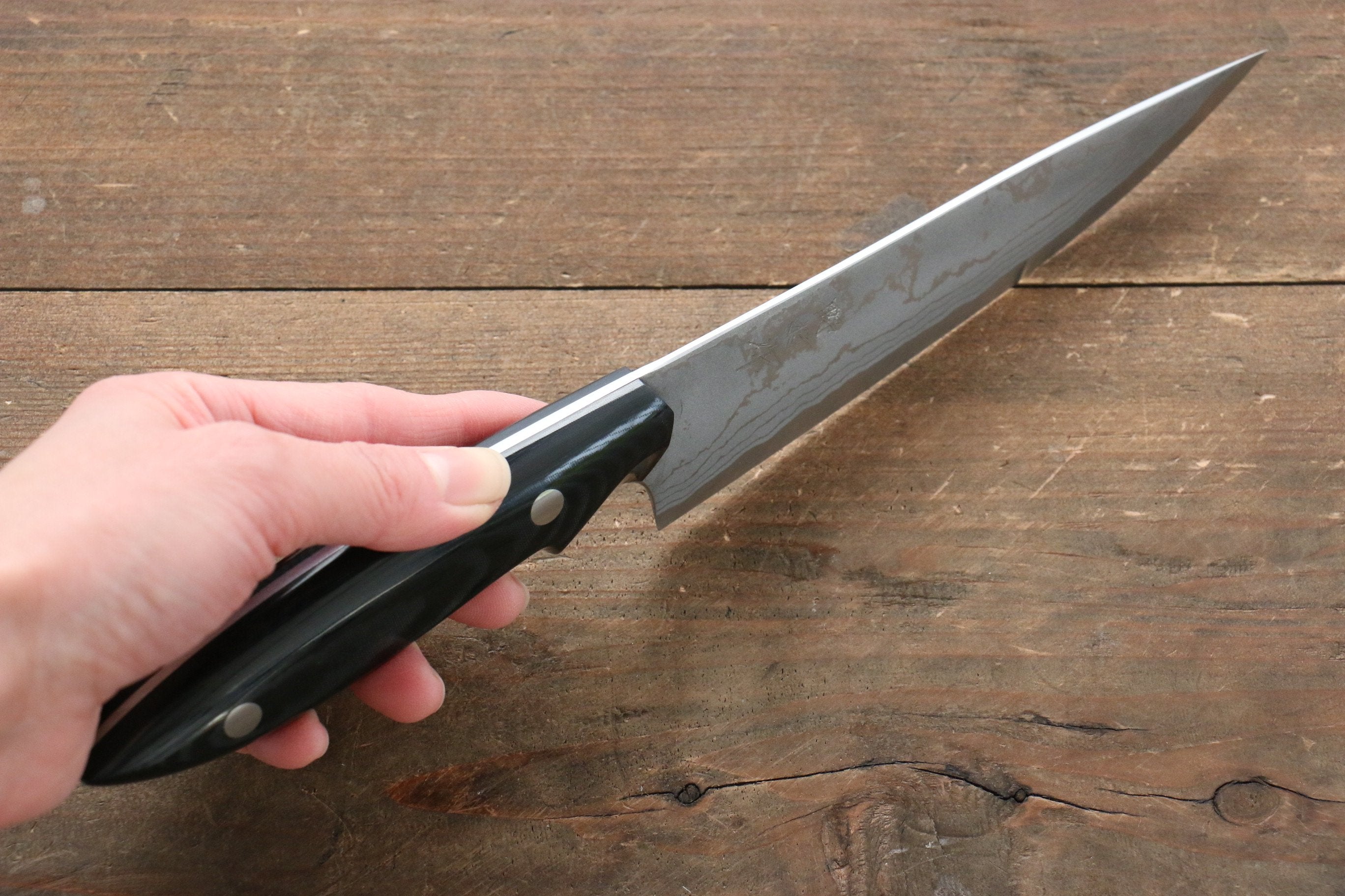 Premium Kazuo Nomura White Steel No.2 Damascus Gyuto Knife 150mm - Japanese Chef Knife with Micarta Handle - Perfect for Slicing, Dicing & Precision Cutting in Professional Kitchens & Home Cooking