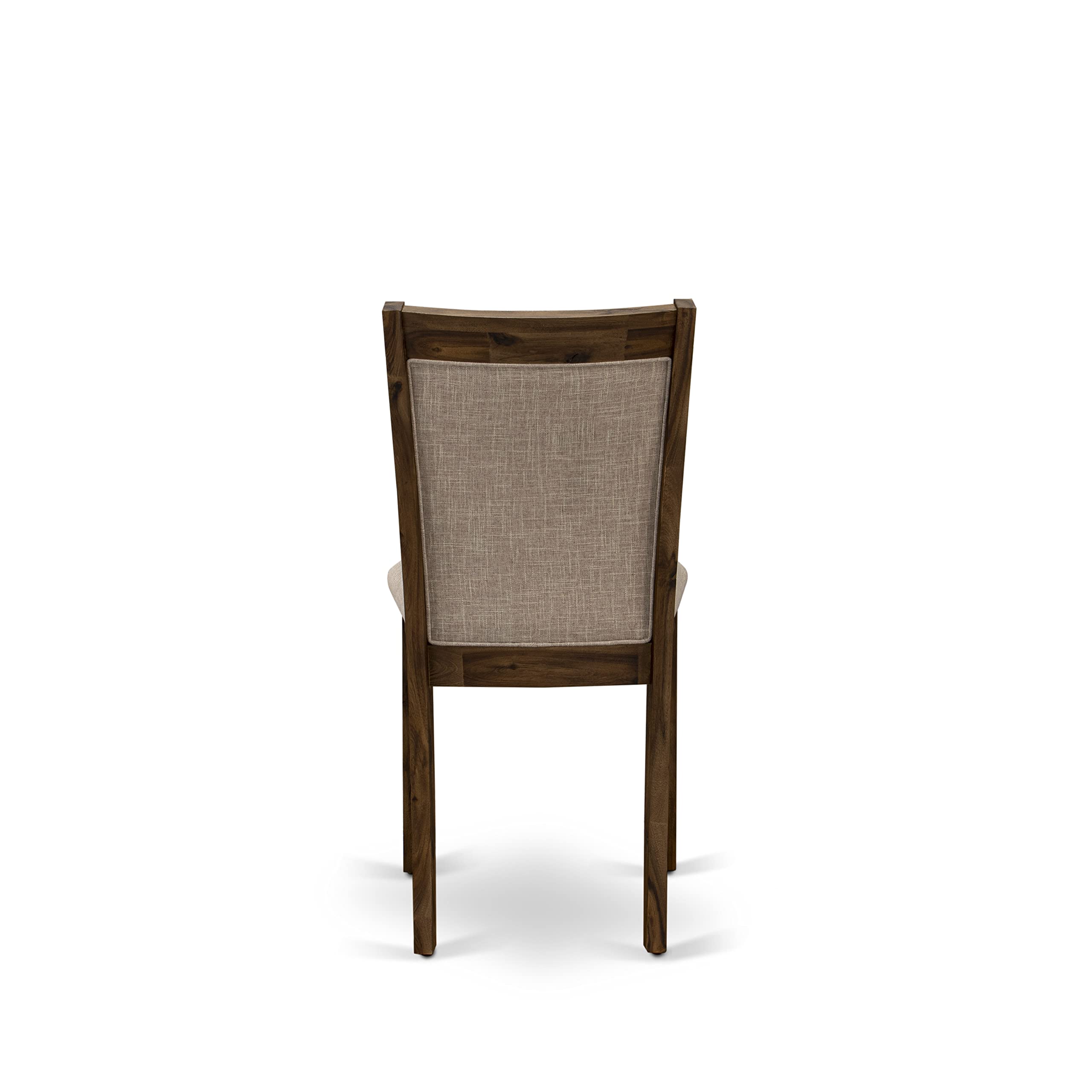 East West Furniture HBMZ3-AWN-04 3-Piece Round Dining Table Set with Pedestal Base & 2 Light Tan Linen Upholstered Chairs, 42x42 Inch, Antique Walnut - Perfect for Small Spaces, Breakfast Nooks & Cozy Kitchen Dining Areas