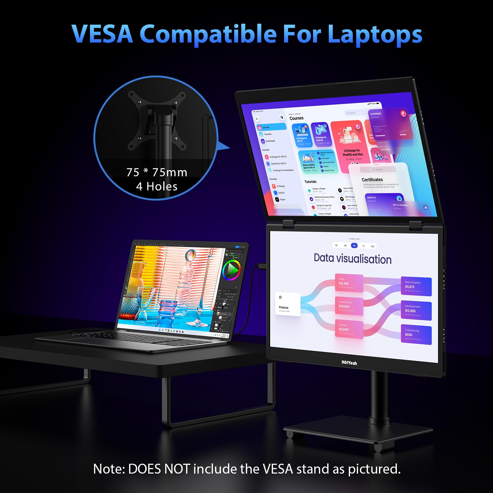 HotYeah Triple Laptop Screen Extender - 15.6