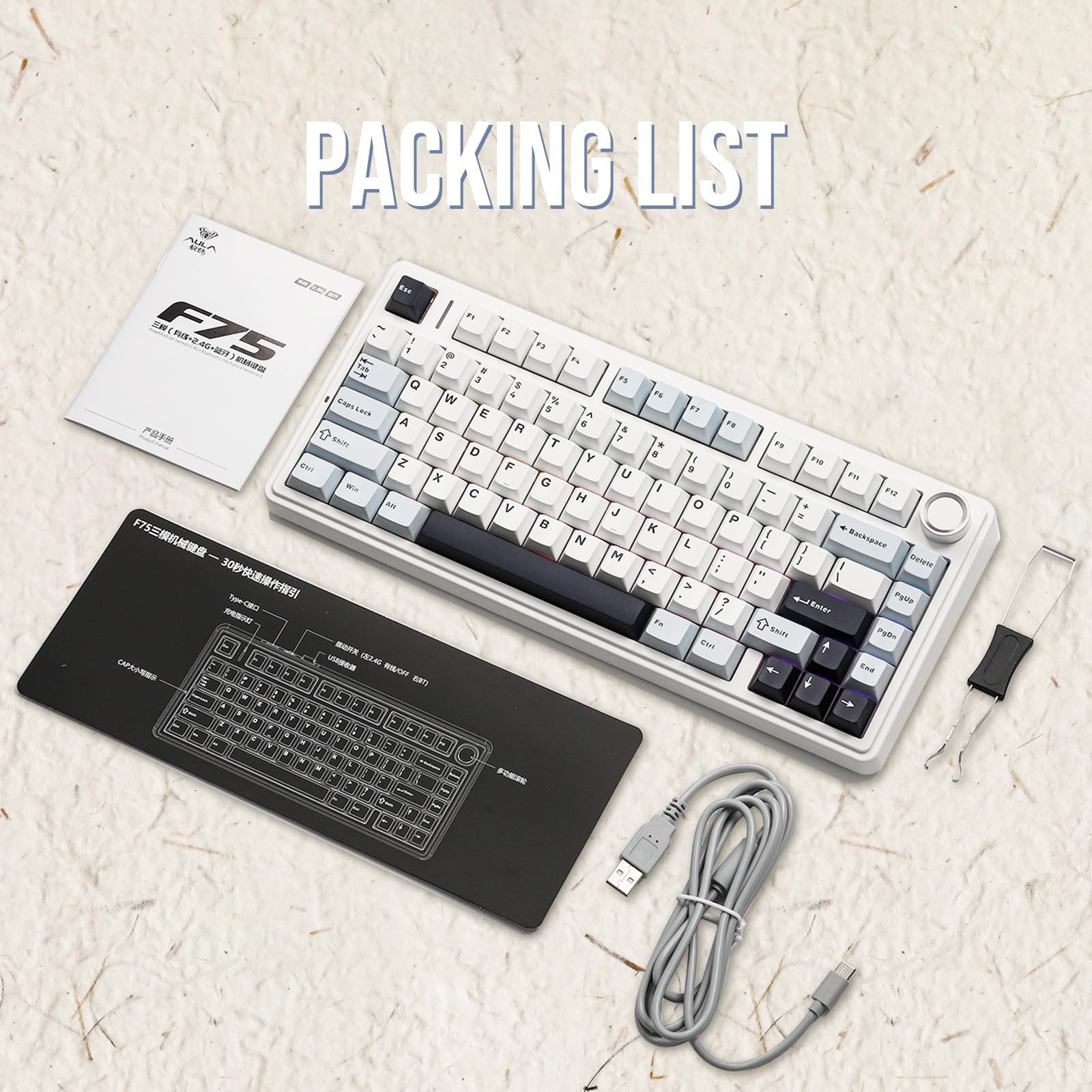 EPOMAKER x Aula F75 Gasket Mechanical Keyboard - 75% Wireless Hot-Swappable Gaming Keyboard with 5-Layer Padding & Knob, Bluetooth/2.4GHz/USB-C, RGB Backlit (Light Blue, LEOBOG Reaper Switch) - Perfect for Gaming, Typing & Office Work