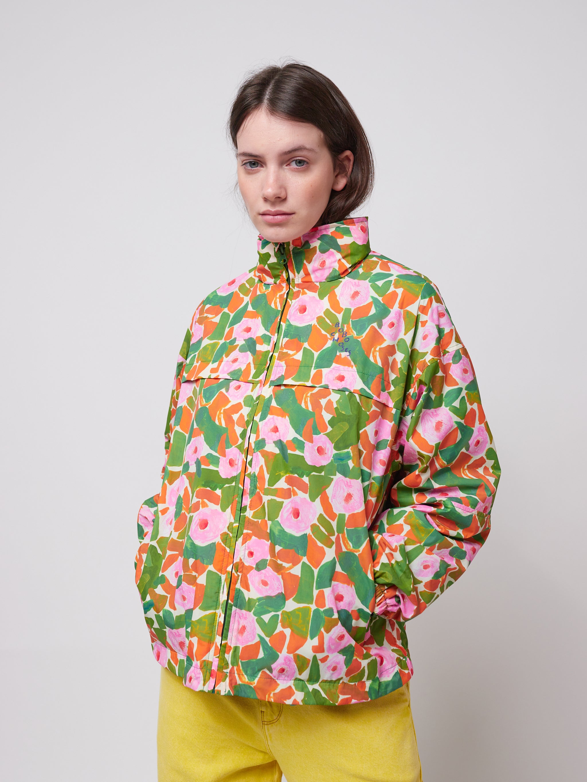 Bobo Choses Floral Print Windstopper Jacket for Kids - Lightweight Water-Resistant Outdoor Windbreaker for Spring & Fall - Perfect for Park Playdates, School Runs, and Family Adventures