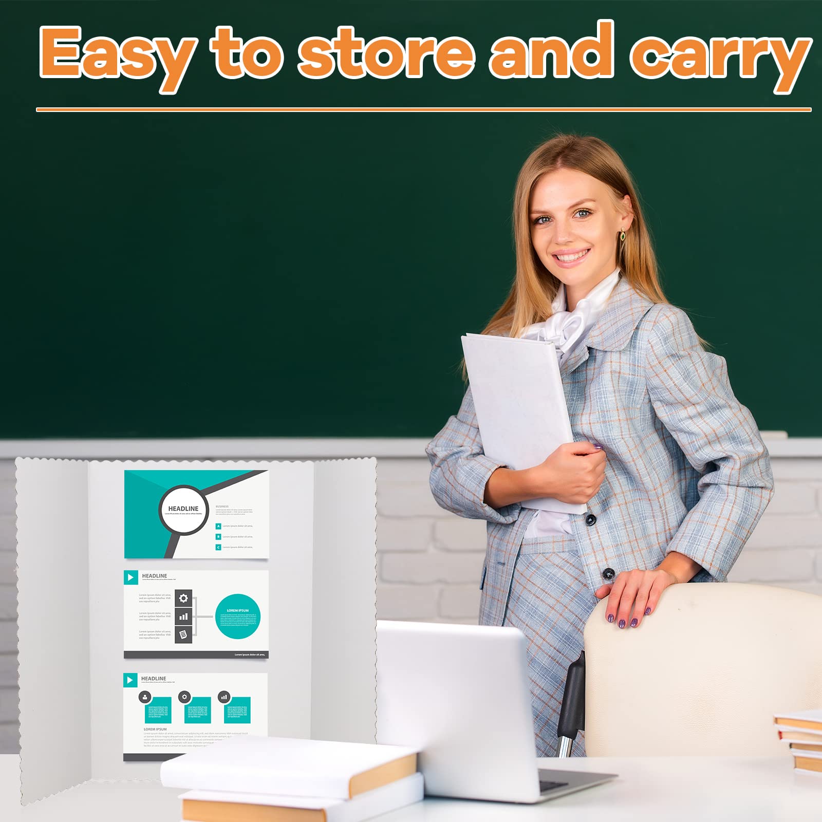 50-Pack White Trifold Poster Boards 14x22 Inch - Bulk Tri-fold Display Boards for School Science Projects, Business Presentations, Workshops & Exhibitions - Durable Presentation Supplies for Students & Professionals